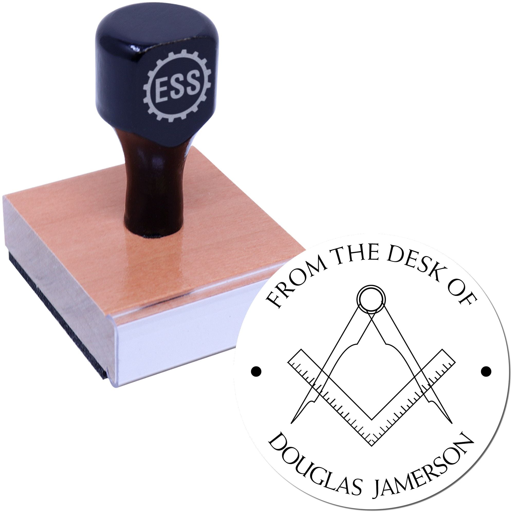 Wood Handle Hidden Masons Personalized Bibliophile Stamper - Engineer Seal Stamps