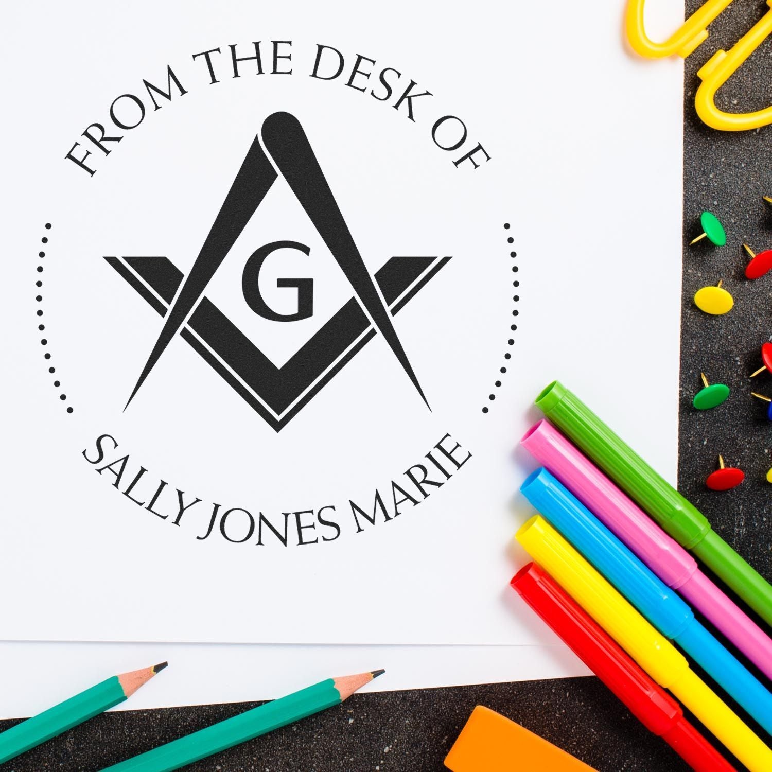 Self-Inking Fraternal Masons Personalized Bookworm Stamp - Engineer Seal Stamps