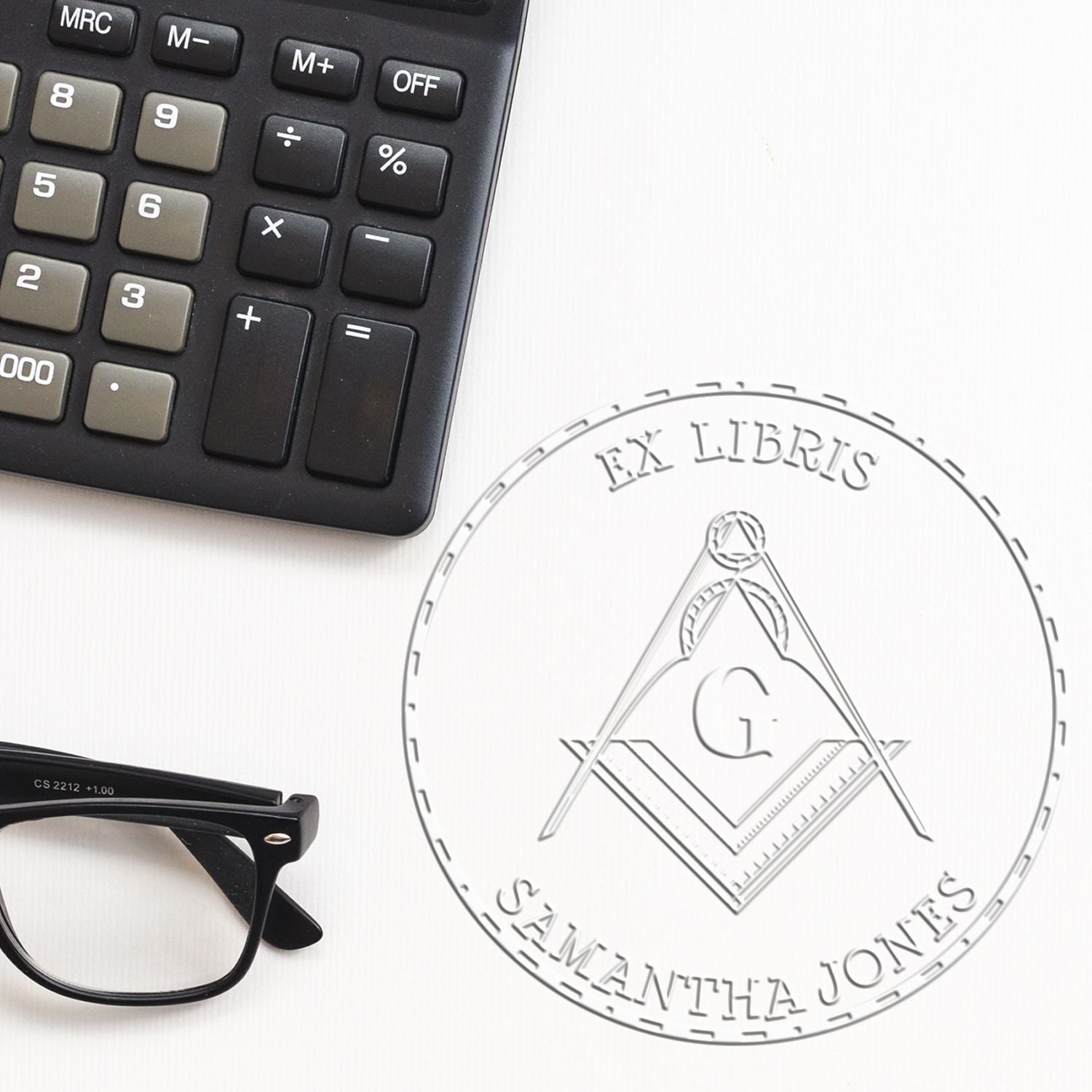 Soft Venerable Masons Personalized Library Name Embossed Stamp