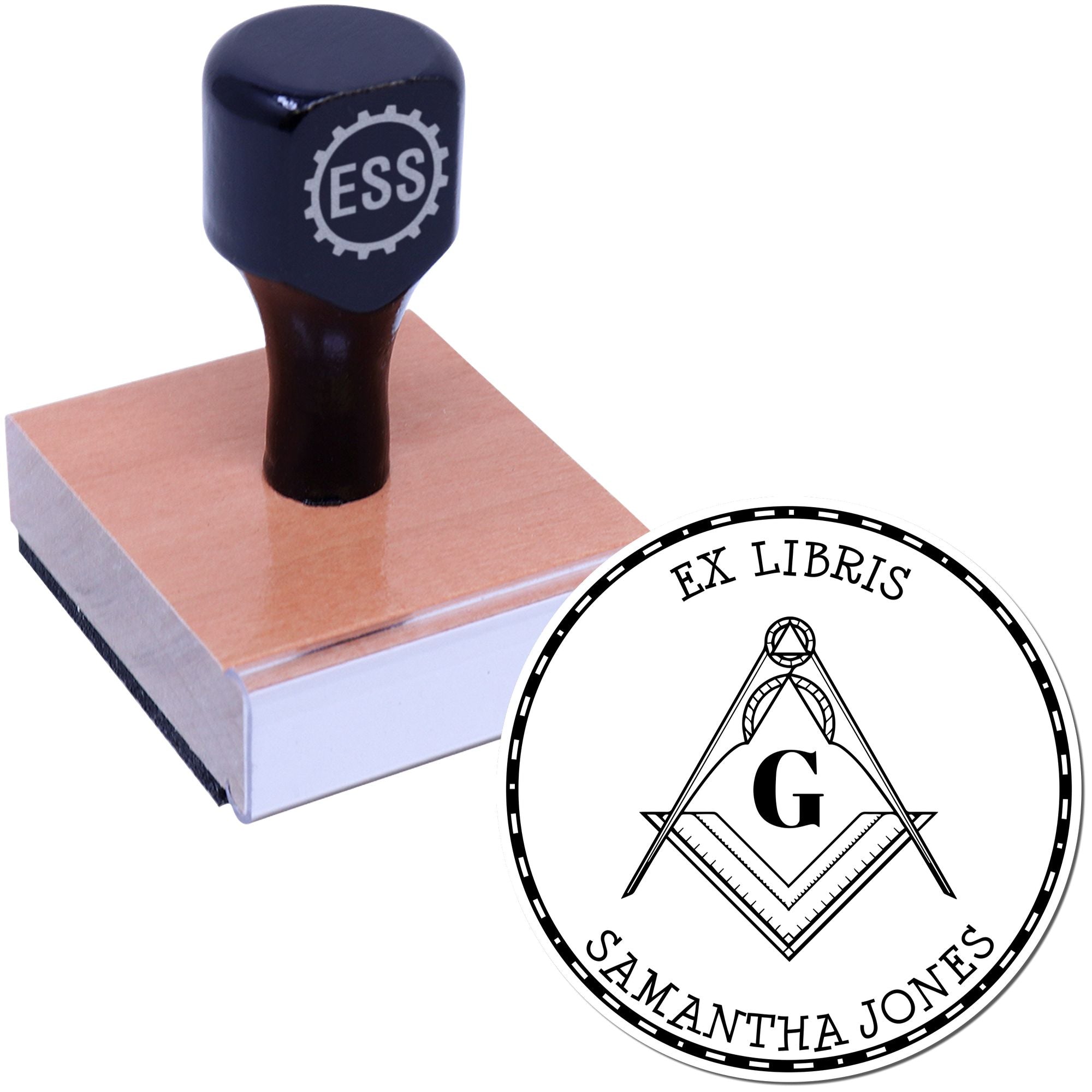 Wood Handle Venerable Masons Personalized Book Library Stamp