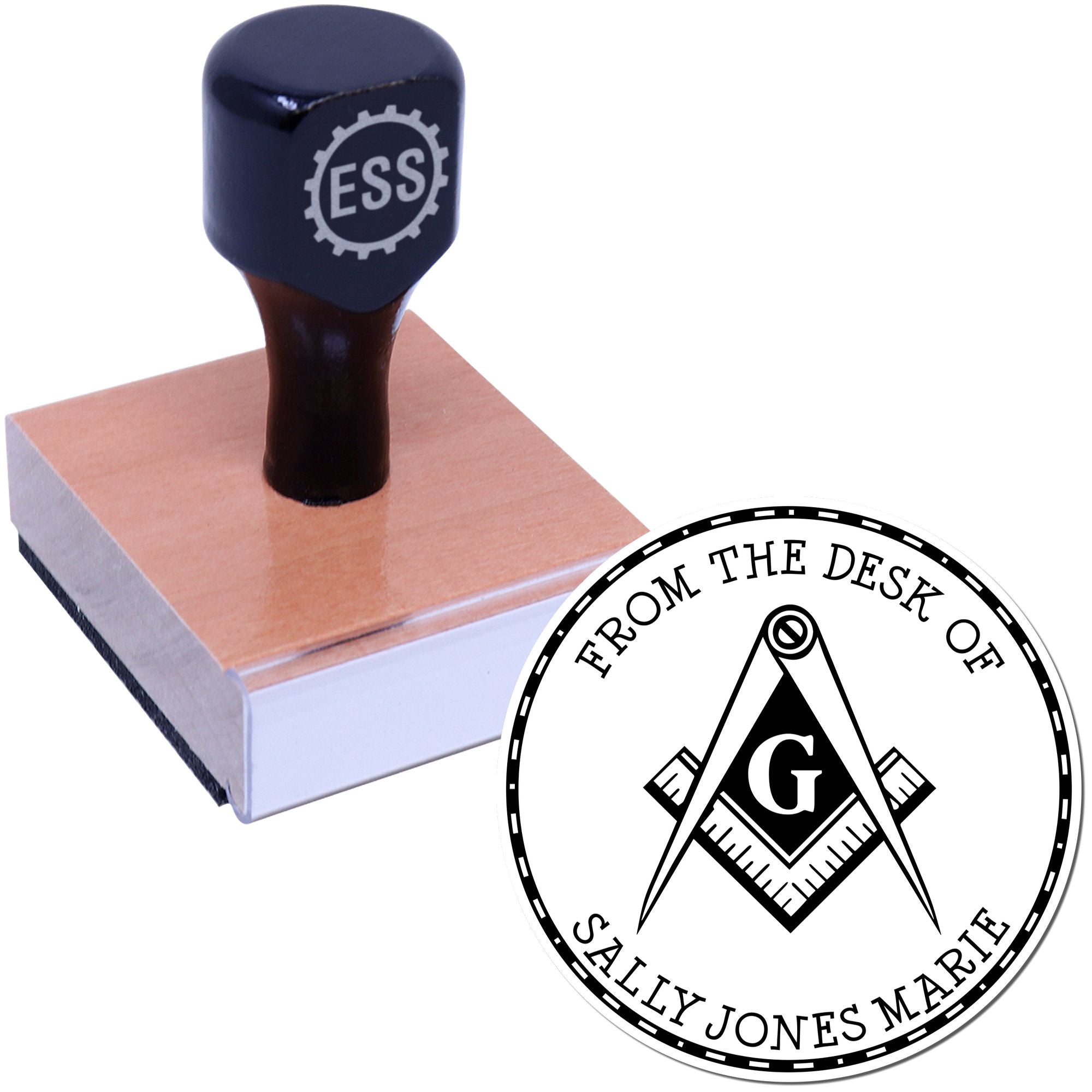 Wood Handle Traditional Masons Personalized Book Library Stamper