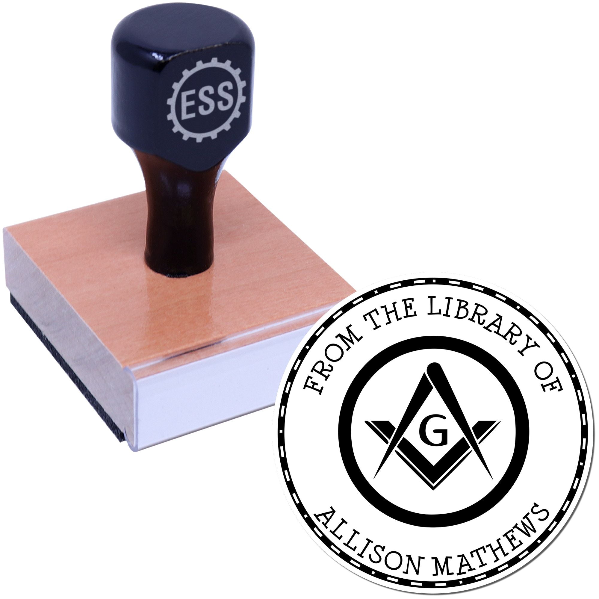 Wood Handle Ceremonial Masons Personalized Book Lover Stamp - Engineer Seal Stamps