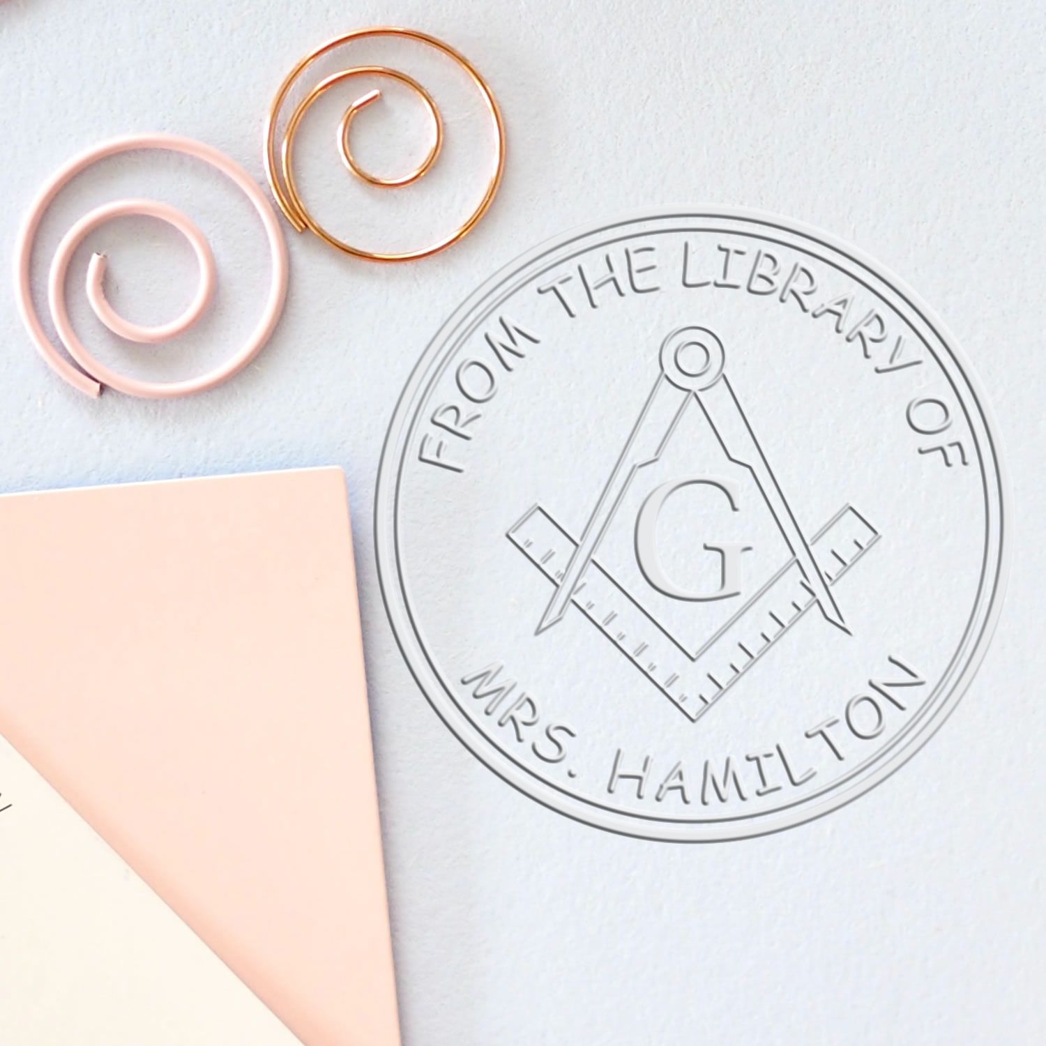 Soft Purposeful Masons Personalized Library Name Paper Embosser