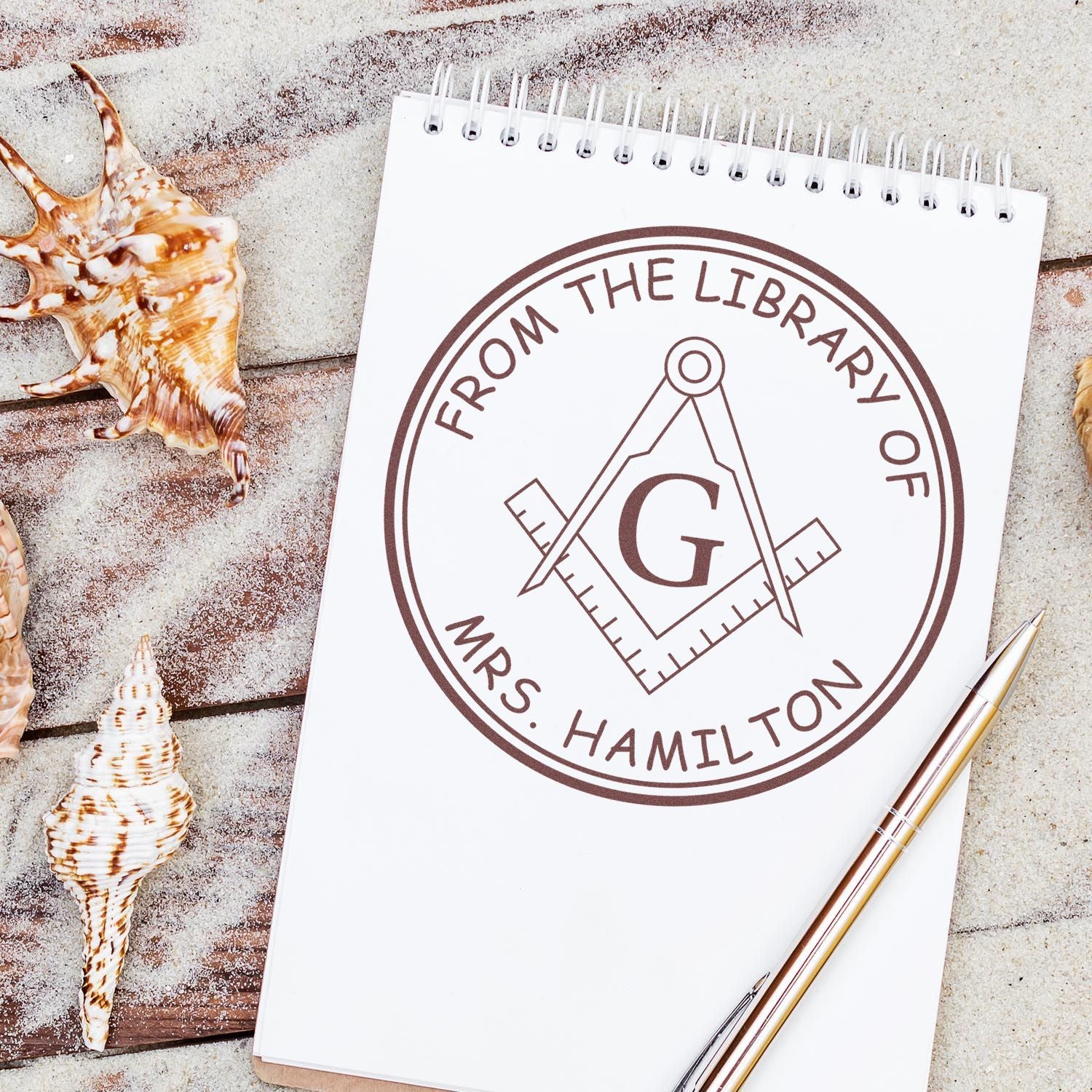 Wood Handle Purposeful Masons Personalized Book Name Stamp - Engineer Seal Stamps