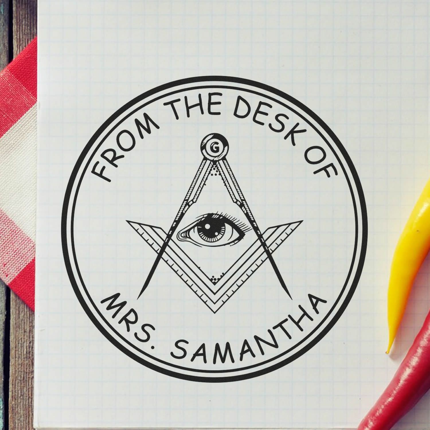 PSI Pre-Inked Architectural Masons Personalized Personal Library Stamper - Engineer Seal Stamps