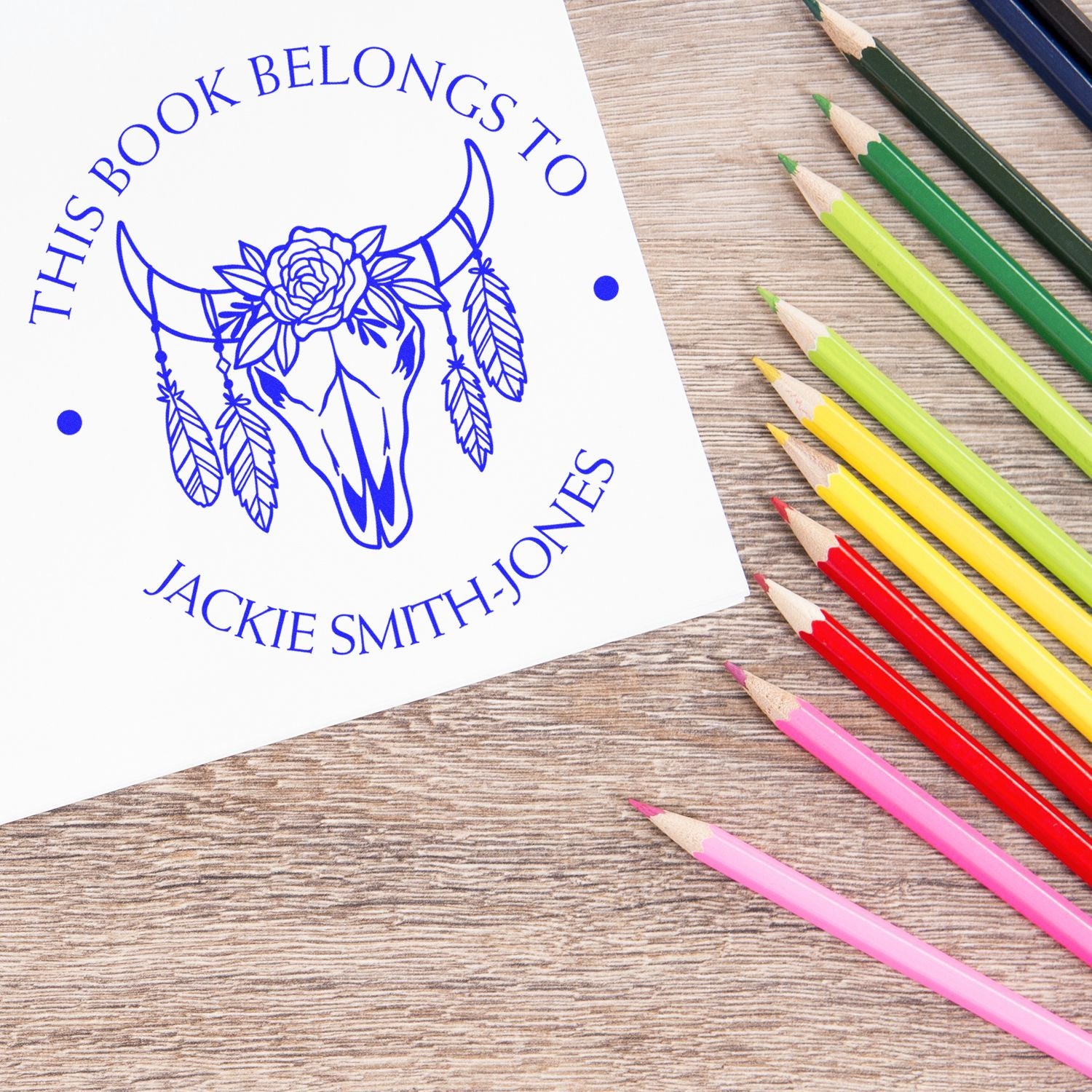 Self-Inking Western Wonders Personalized Personal Library Stamp - Engineer Seal Stamps