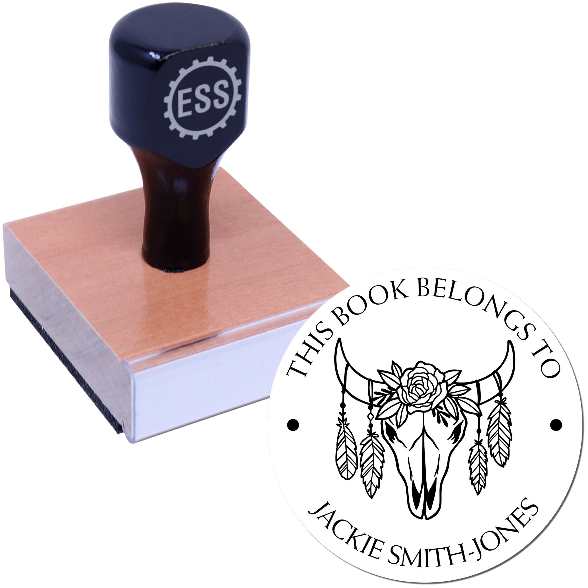 Wood Handle Western Wonders Custom Made Bookplate Stamp - Engineer Seal Stamps