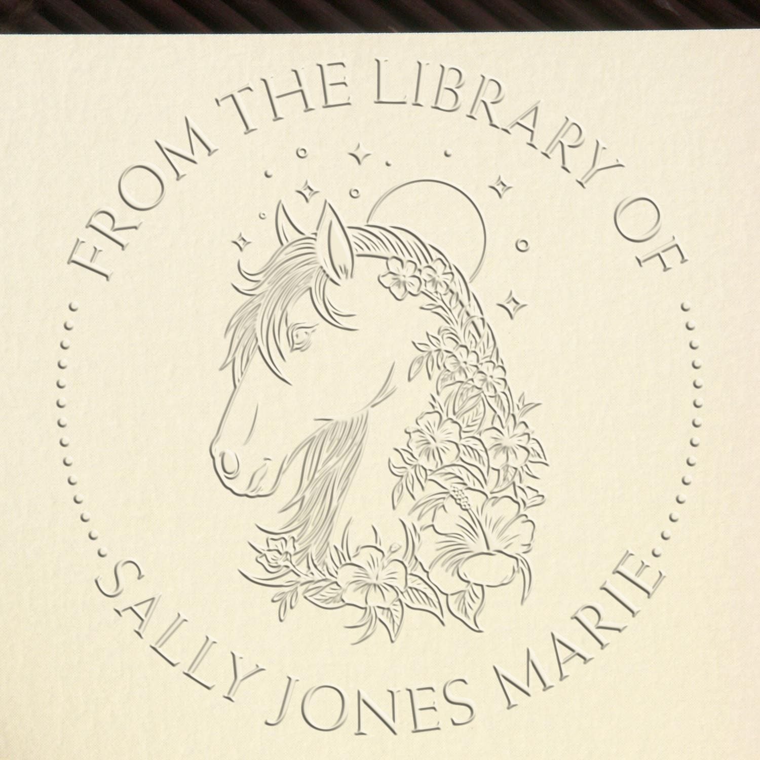 Soft Spiritual Horse Custom Book Ownership Embosser