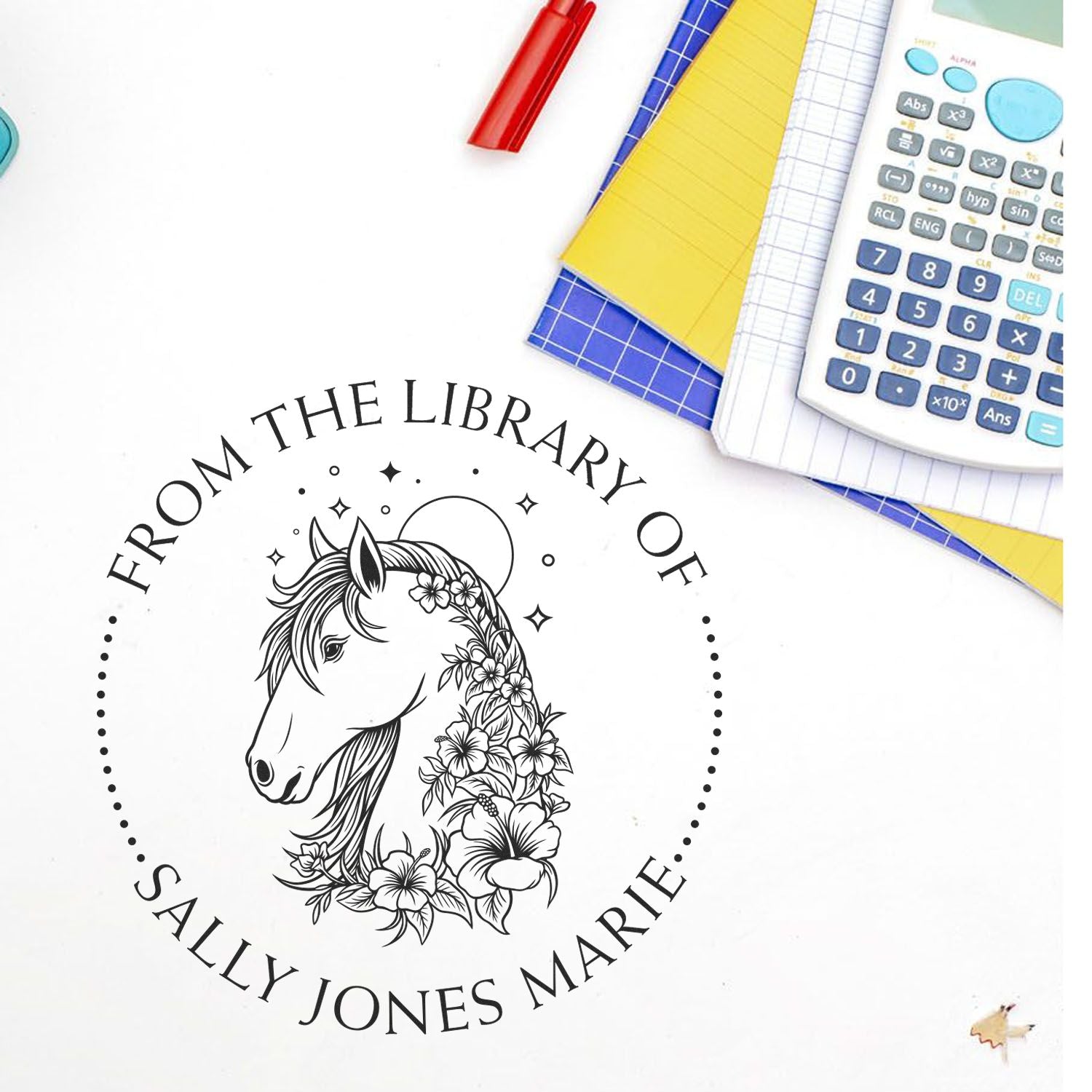 Wood Handle Spiritual Horse Custom Made Bookworm Stamp