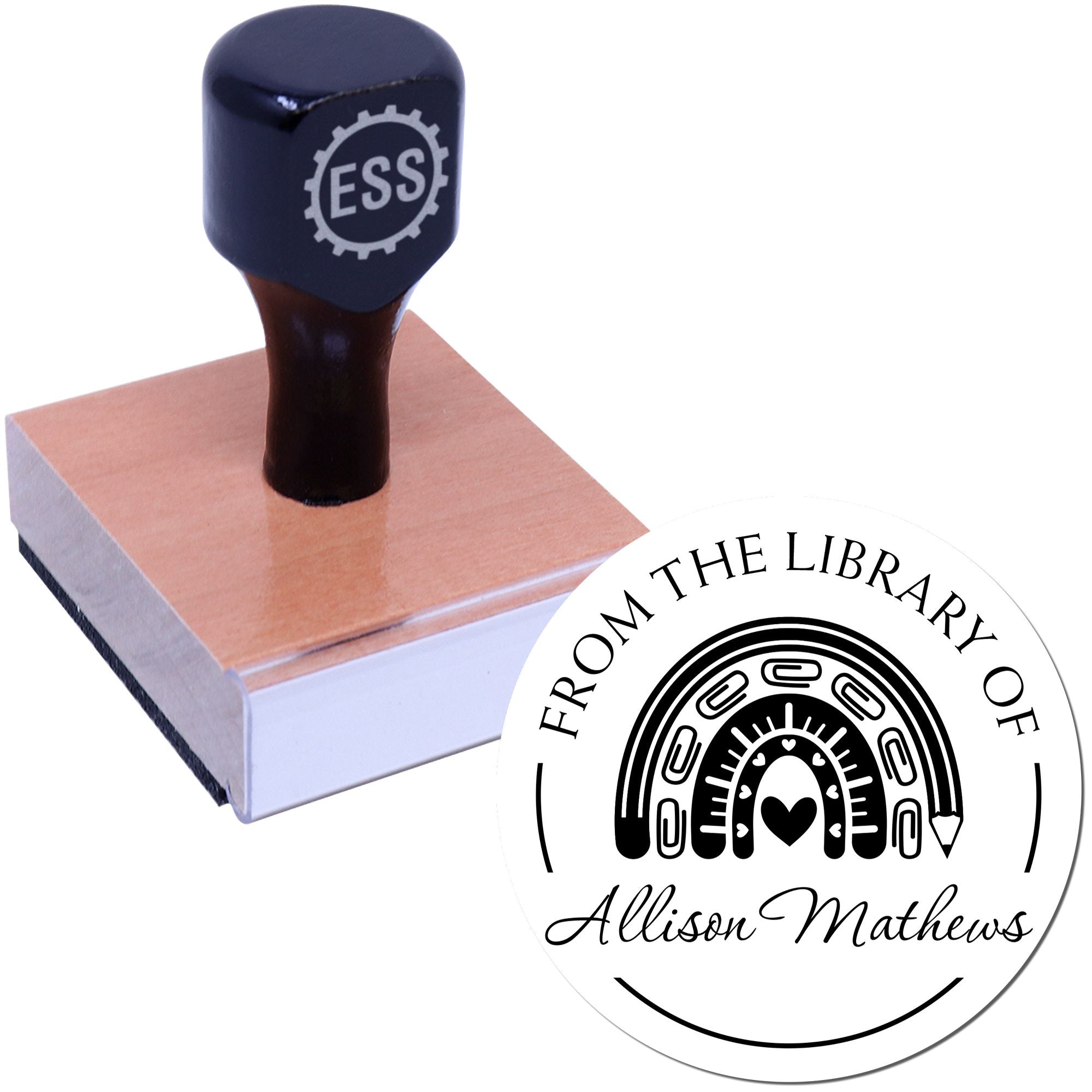 Wood Handle Educational Rainbow Customized Book Ownership Stamp - Engineer Seal Stamps