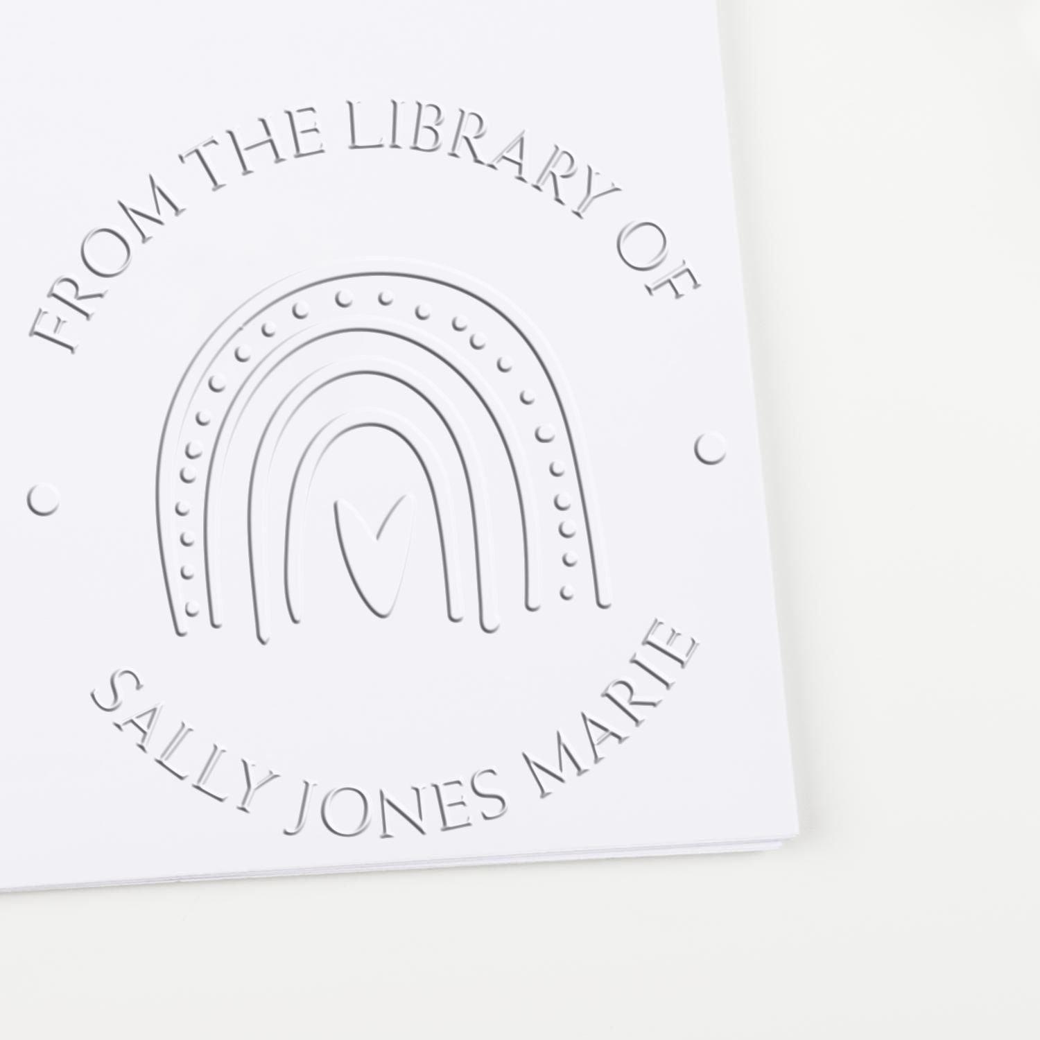 Soft Whimsical Rainbow Personalized Book Ownership Embossed Stamp