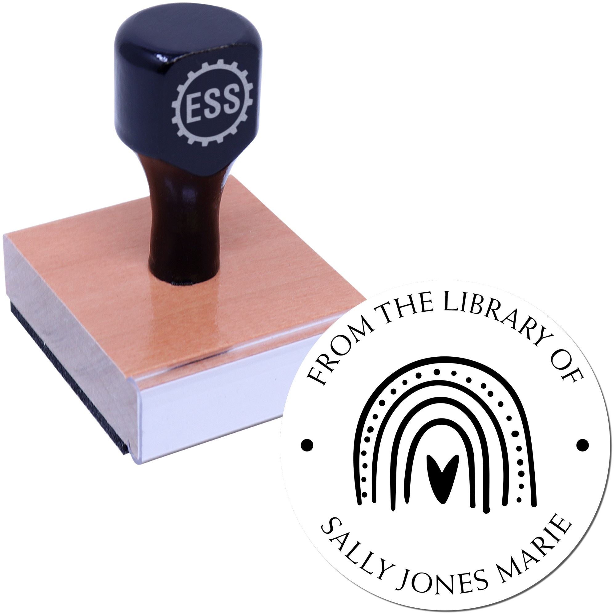 Wood Handle Whimsical Rainbow Customized Book Ownership Label Stamper - Engineer Seal Stamps