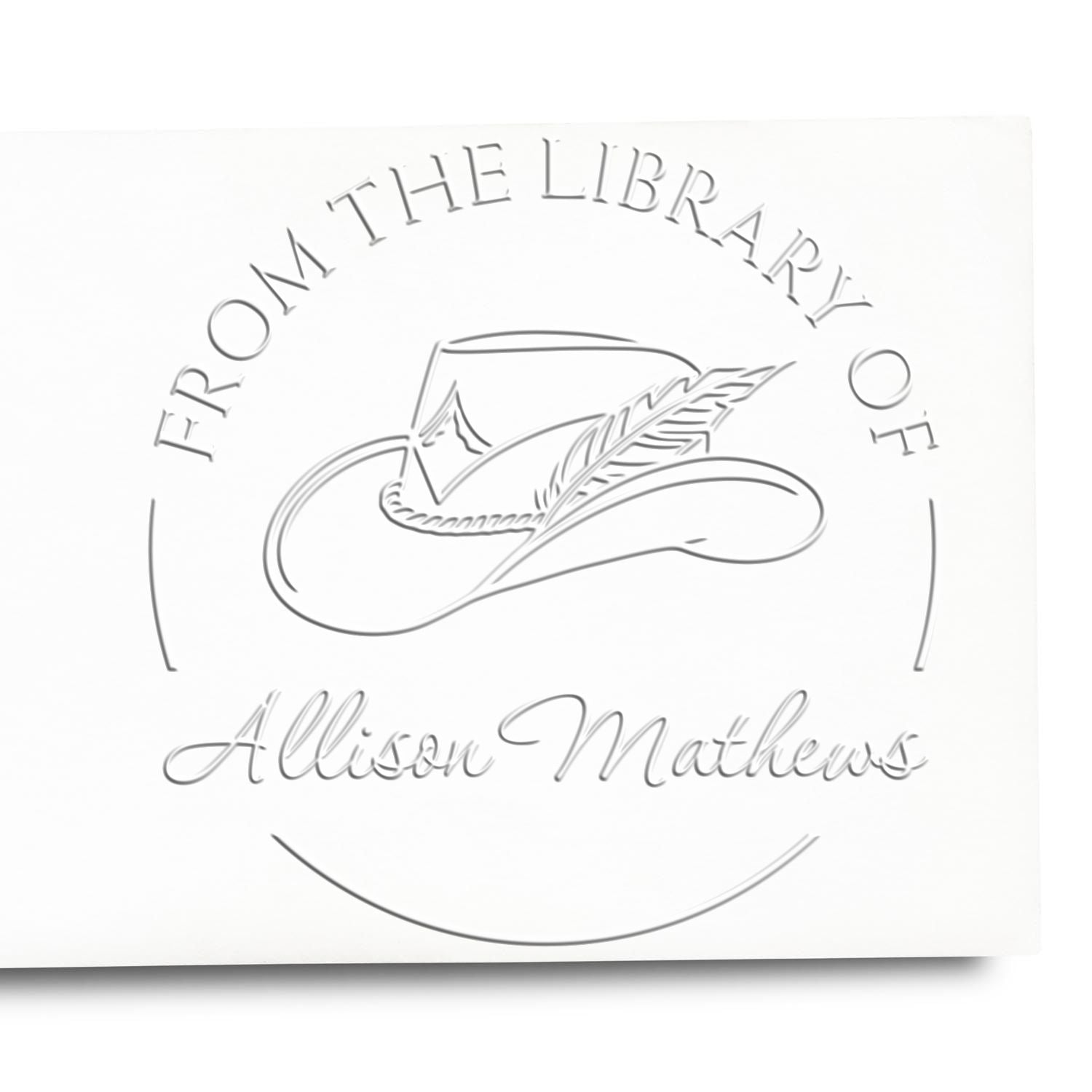 Hybrid Feathered Cowgirl Personalized Library Name Embossed Stamp - Engineer Seal Stamps