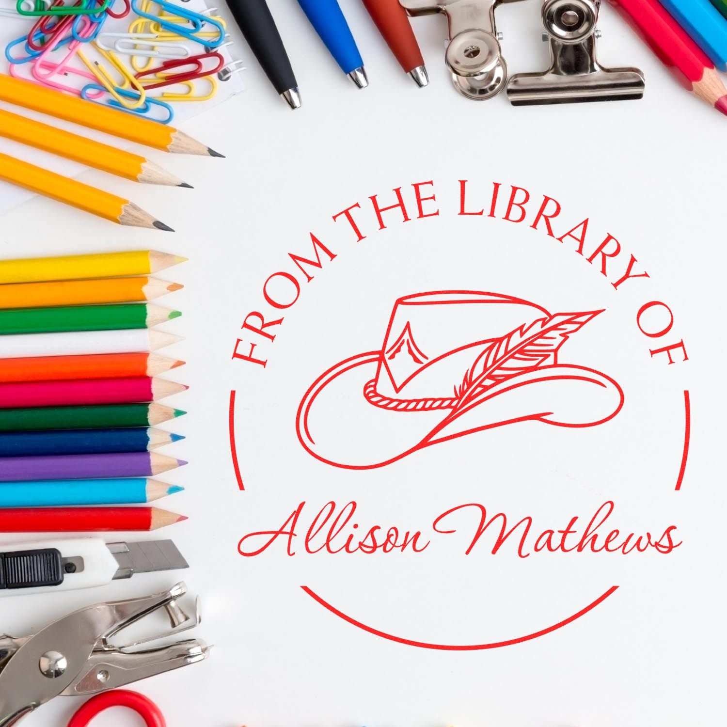 PSI Pre-Inked Feathered Cowgirl Custom Read It Love It Return It Stamper - Engineer Seal Stamps