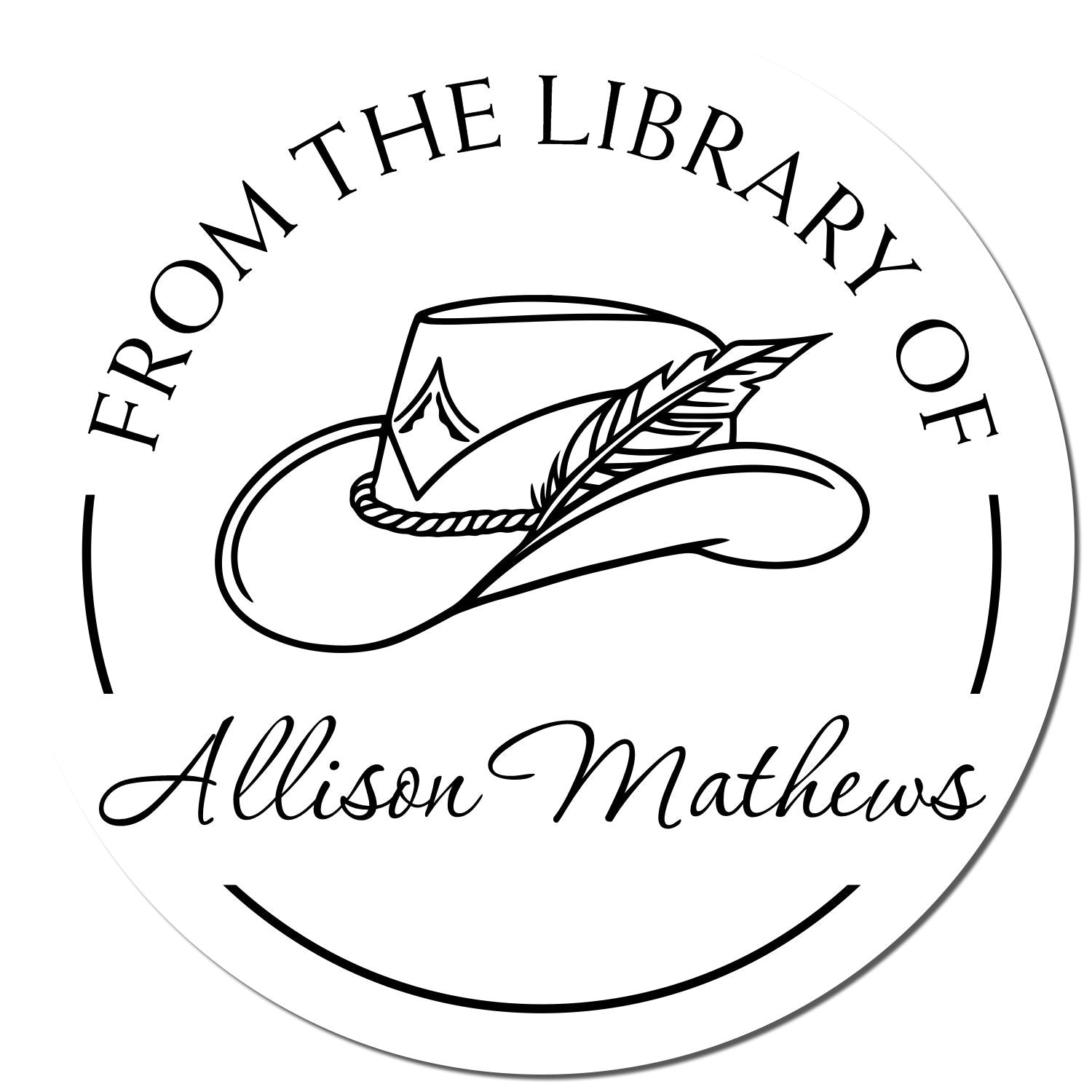 Wood Handle Feathered Cowgirl Customized Book Property Stamper - Engineer Seal Stamps