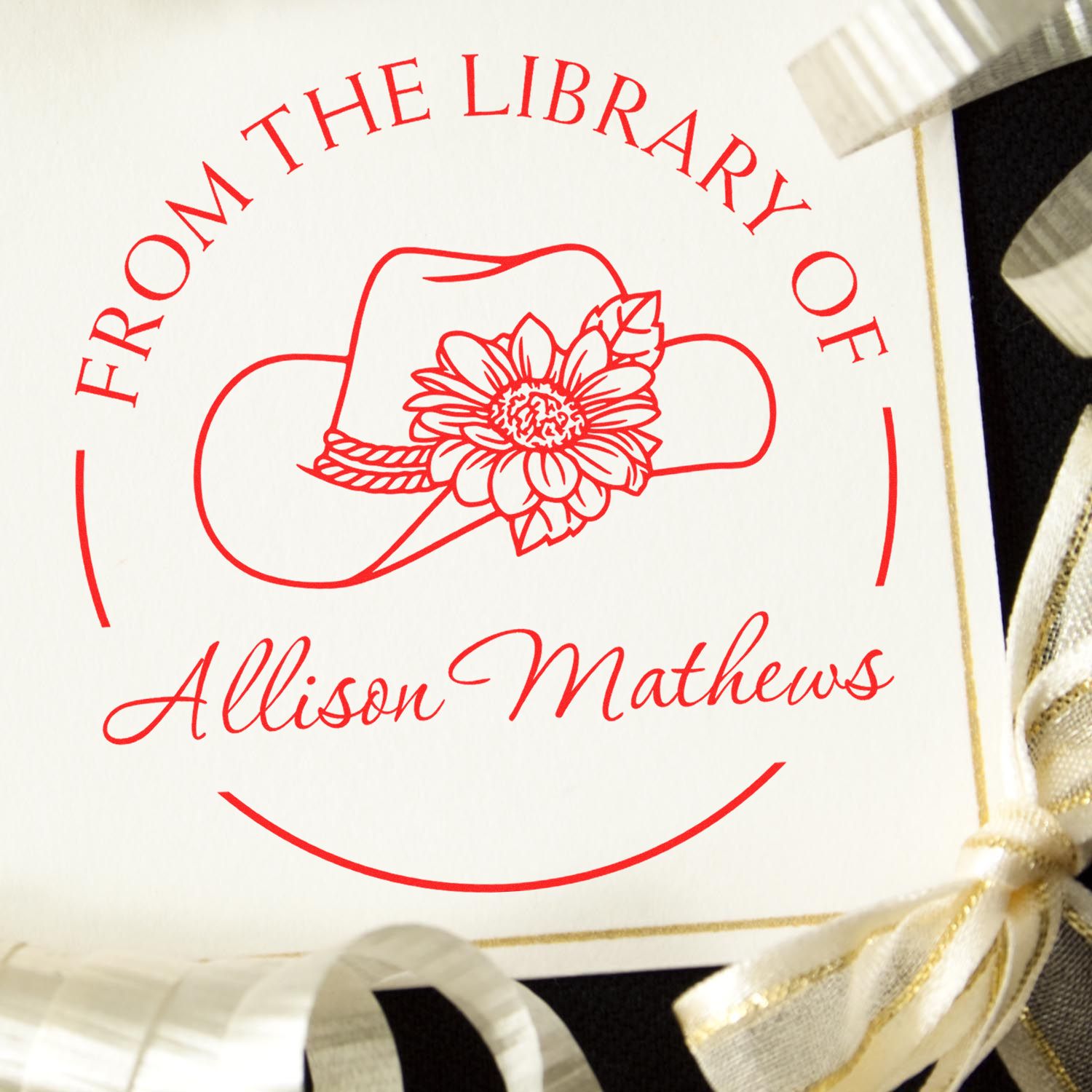 Wood Handle Lovely Cowgirl Customized Bookplate Stamp - Engineer Seal Stamps