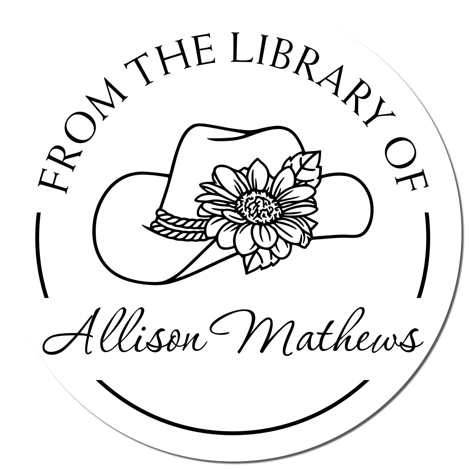 Wood Handle Lovely Cowgirl Customized Bookplate Stamp - Engineer Seal Stamps