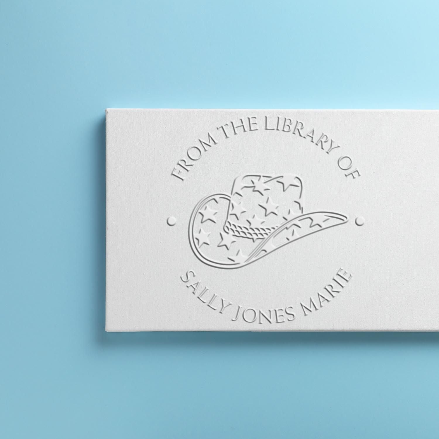 Soft Starry Cowgirl Personalized Book Ownership Seal Press - Engineer Seal Stamps