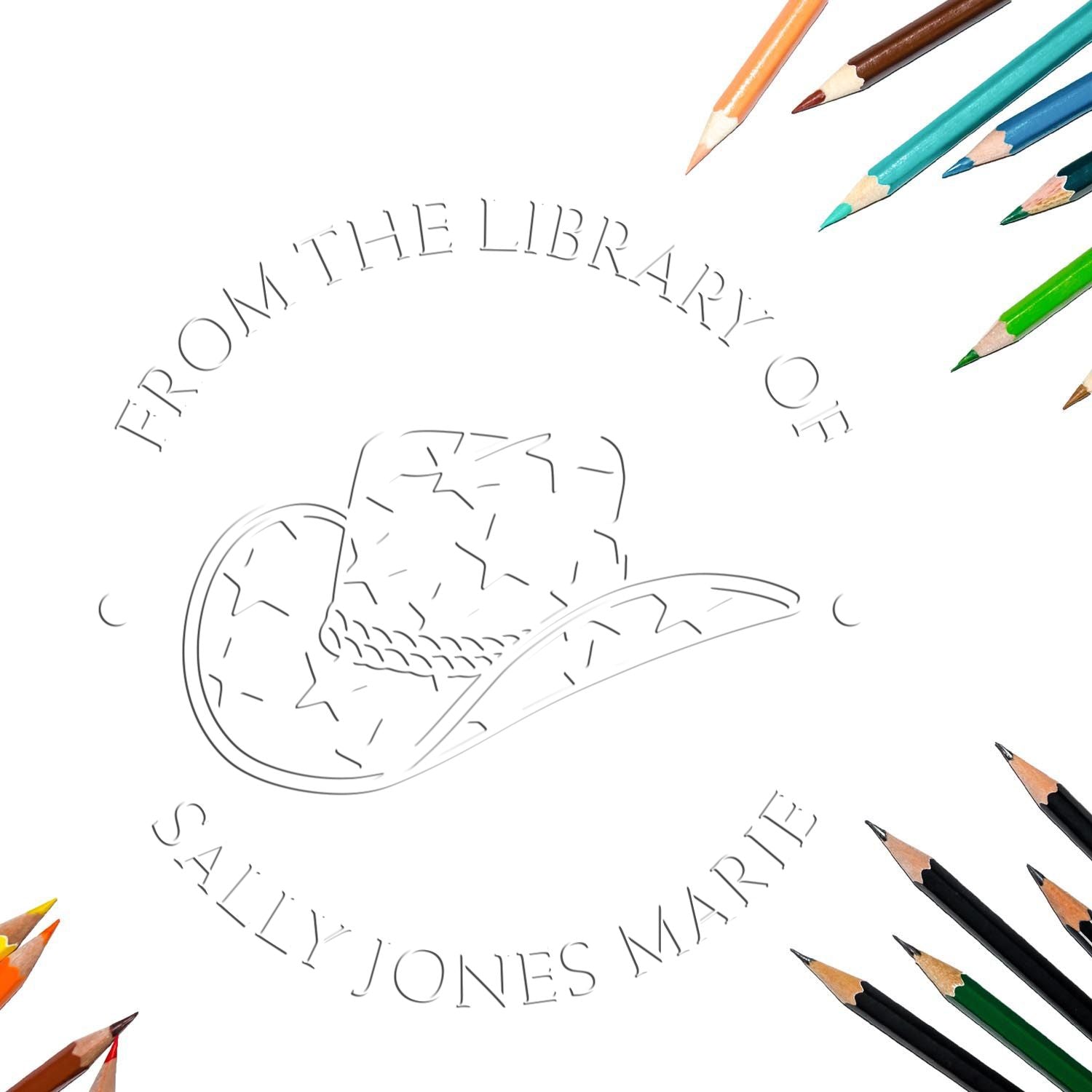 Desk Starry Cowgirl Personalized Private Library Embosser - Engineer Seal Stamps