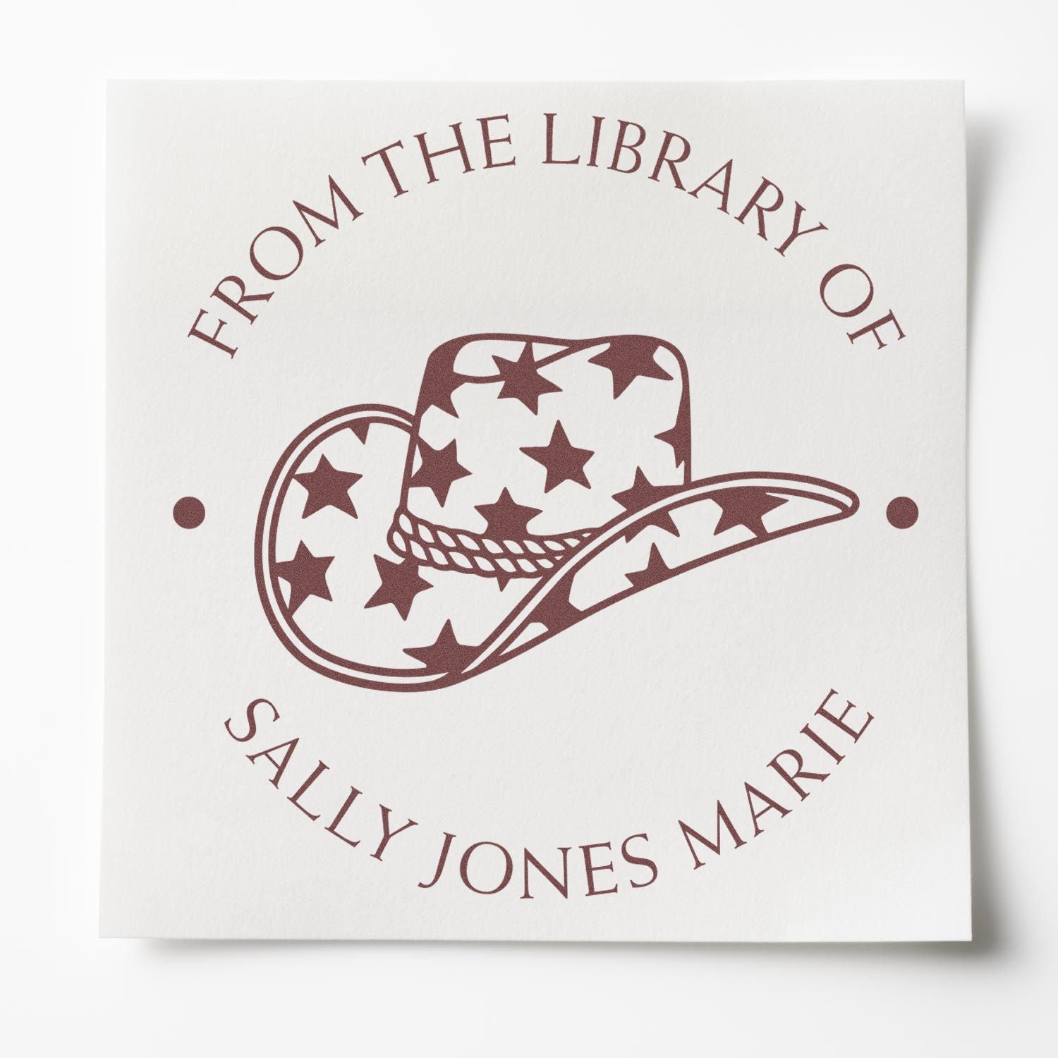 Pre-Inked Starry Cowgirl Custom Made Personal Library Stamp - Engineer Seal Stamps