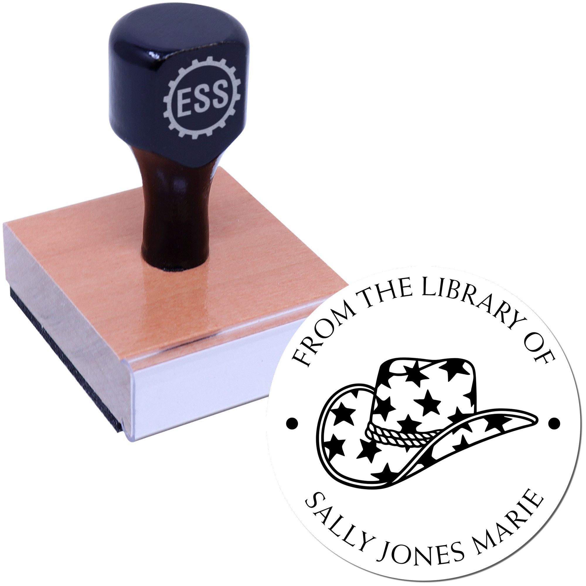 Wood Handle Starry Cowgirl Customized Bookworm Stamp