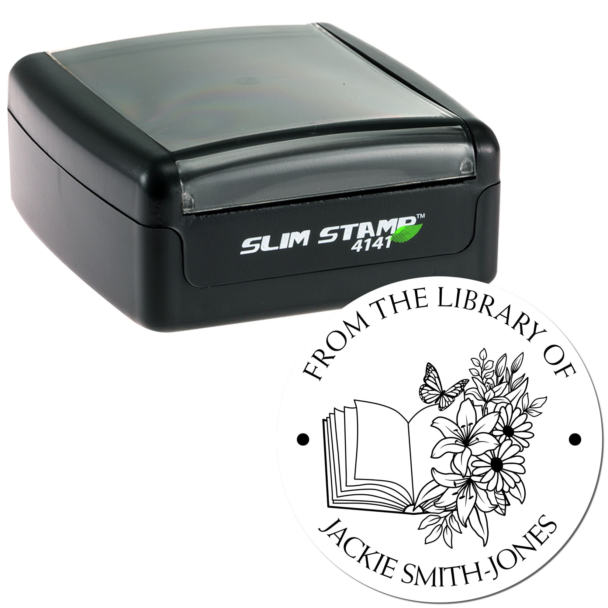 Pre-Inked Flowered Classroom Custom Made Personal Library Stamper - Engineer Seal Stamps