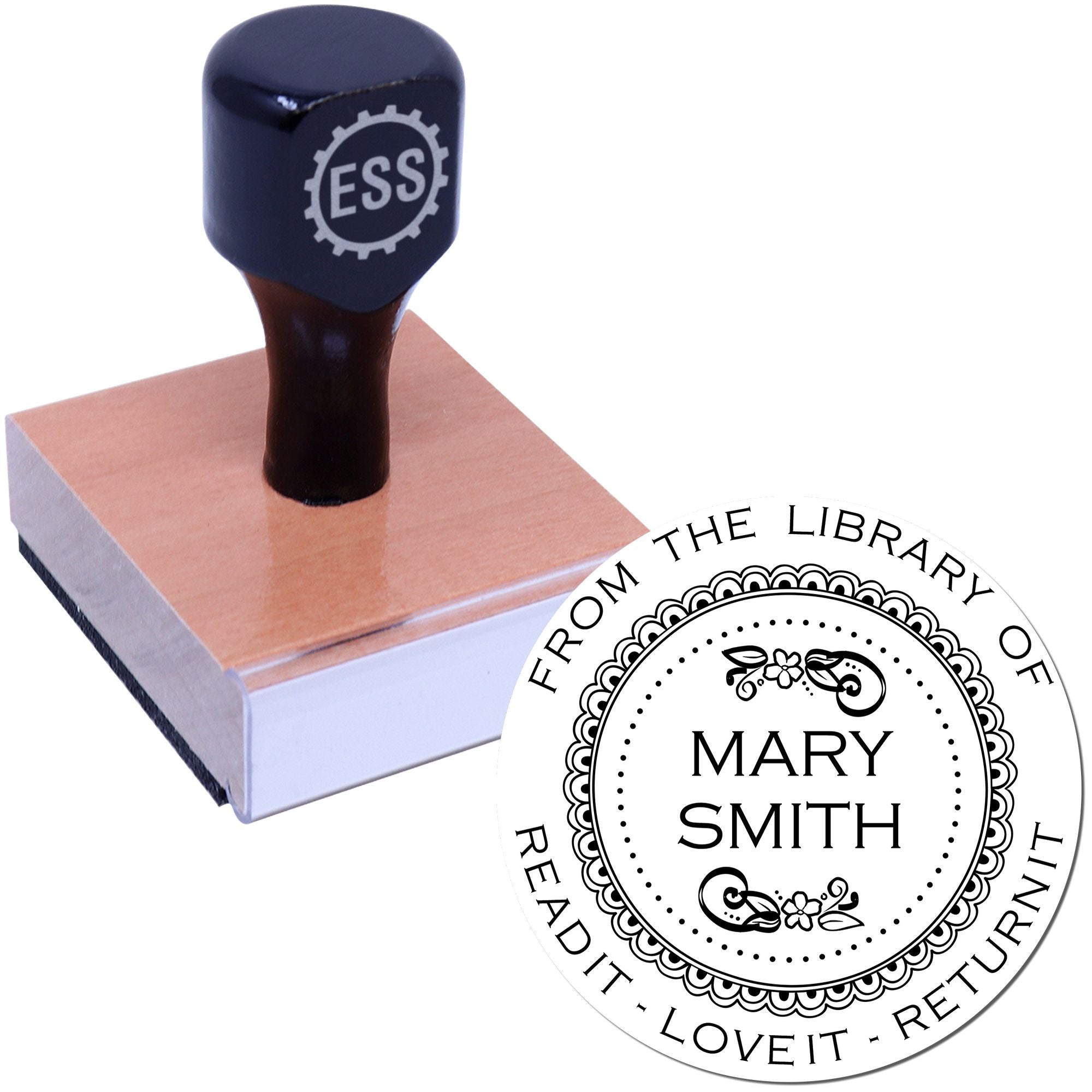 Wood Handle Preppy Name Customized Library Stamp - Engineer Seal Stamps