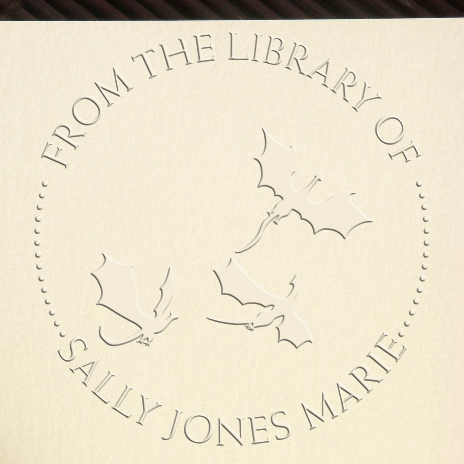 Hybrid Secretive Dragons Personalized Book Ownership Paper Embosser - Engineer Seal Stamps