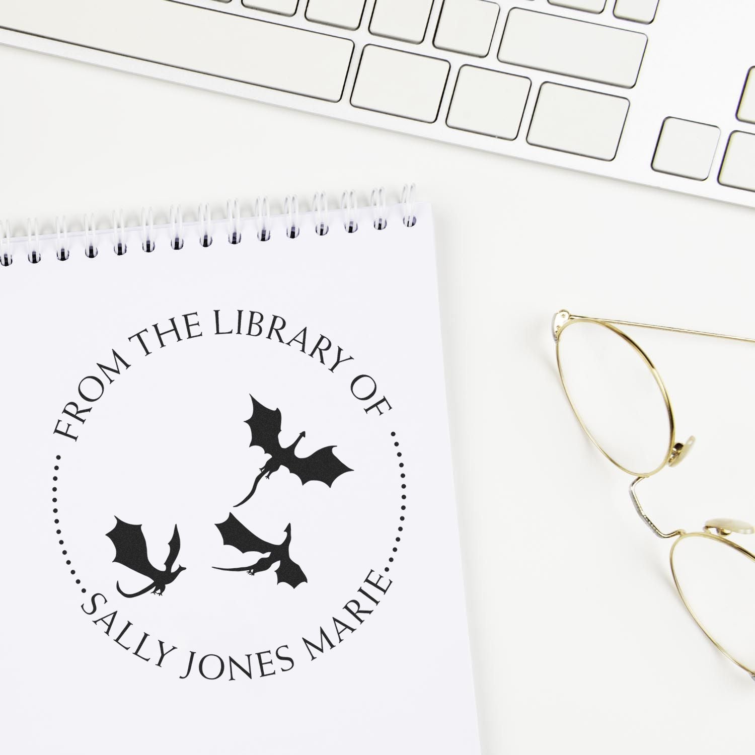 Self-Inking Secretive Dragons Custom Private Library Stamp - Engineer Seal Stamps