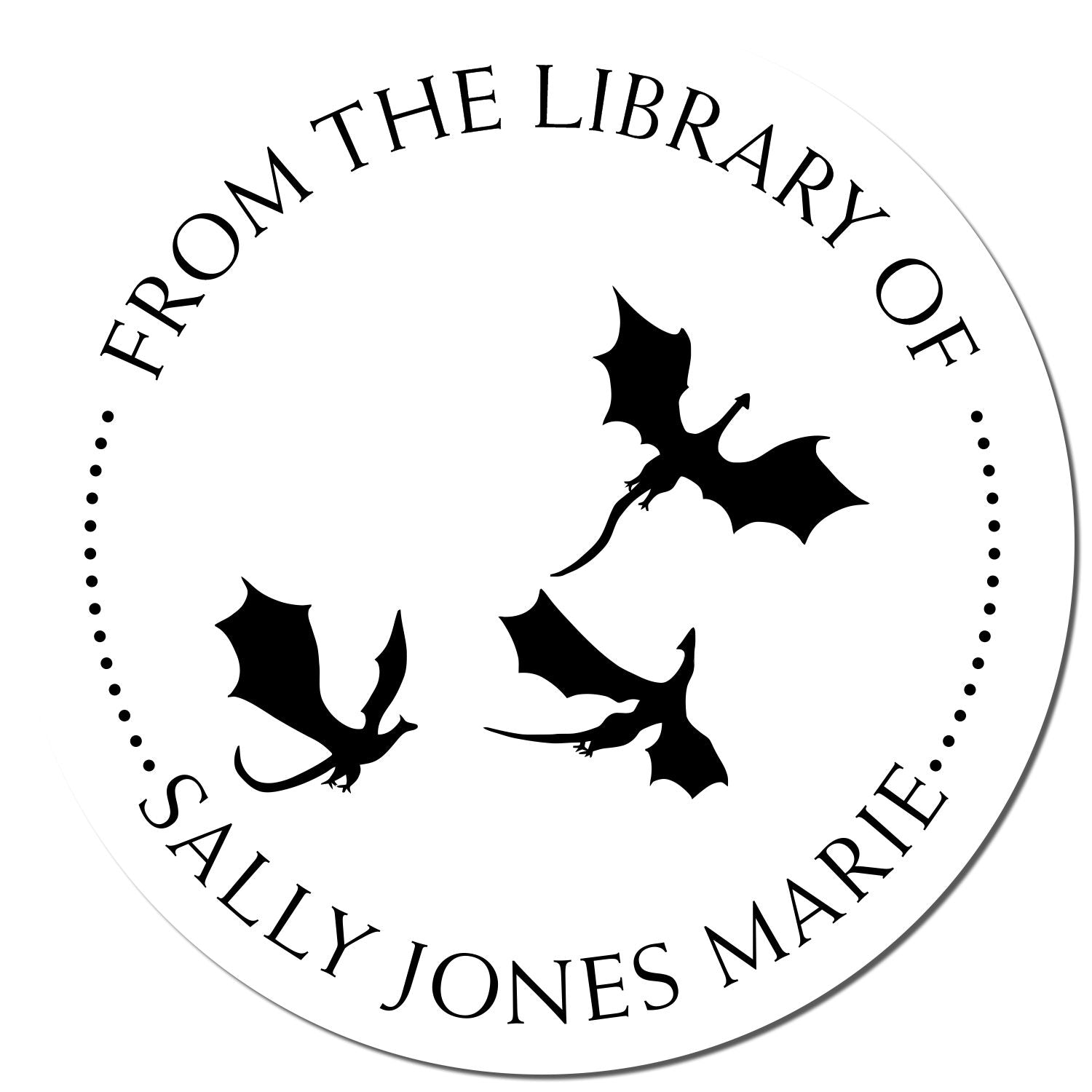 Pre-Inked Secretive Dragons Personalized Bookworm Stamp - Engineer Seal Stamps