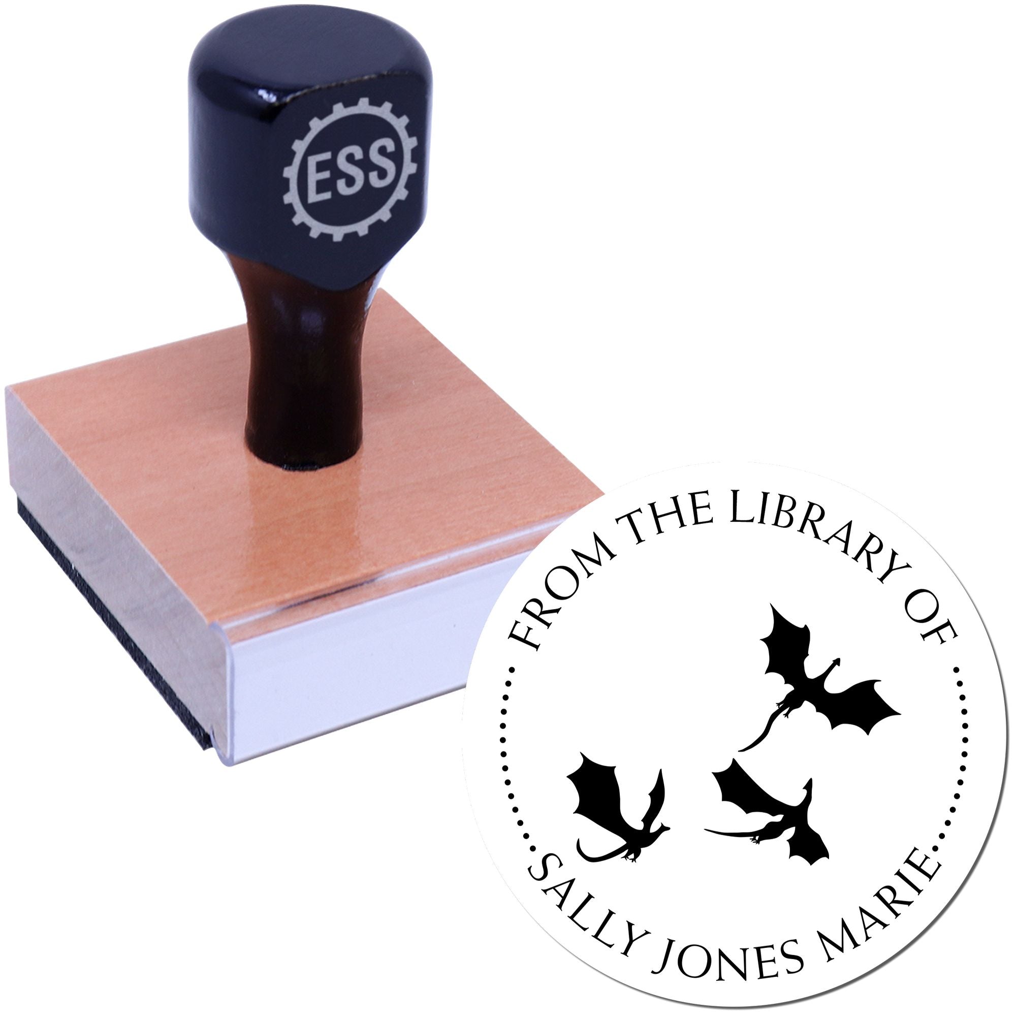 Wood Handle Secretive Dragons Custom Belongs To Stamp - Engineer Seal Stamps