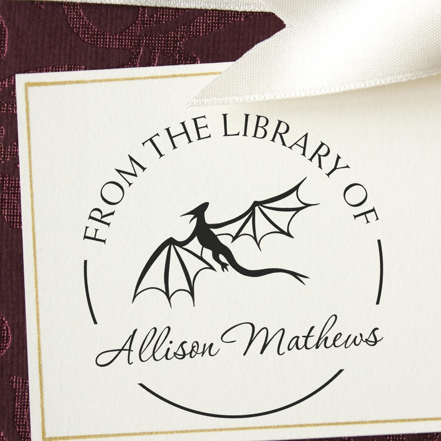 Pre-Inked Mystical Dragon Personalized Bookworm Stamper - Engineer Seal Stamps