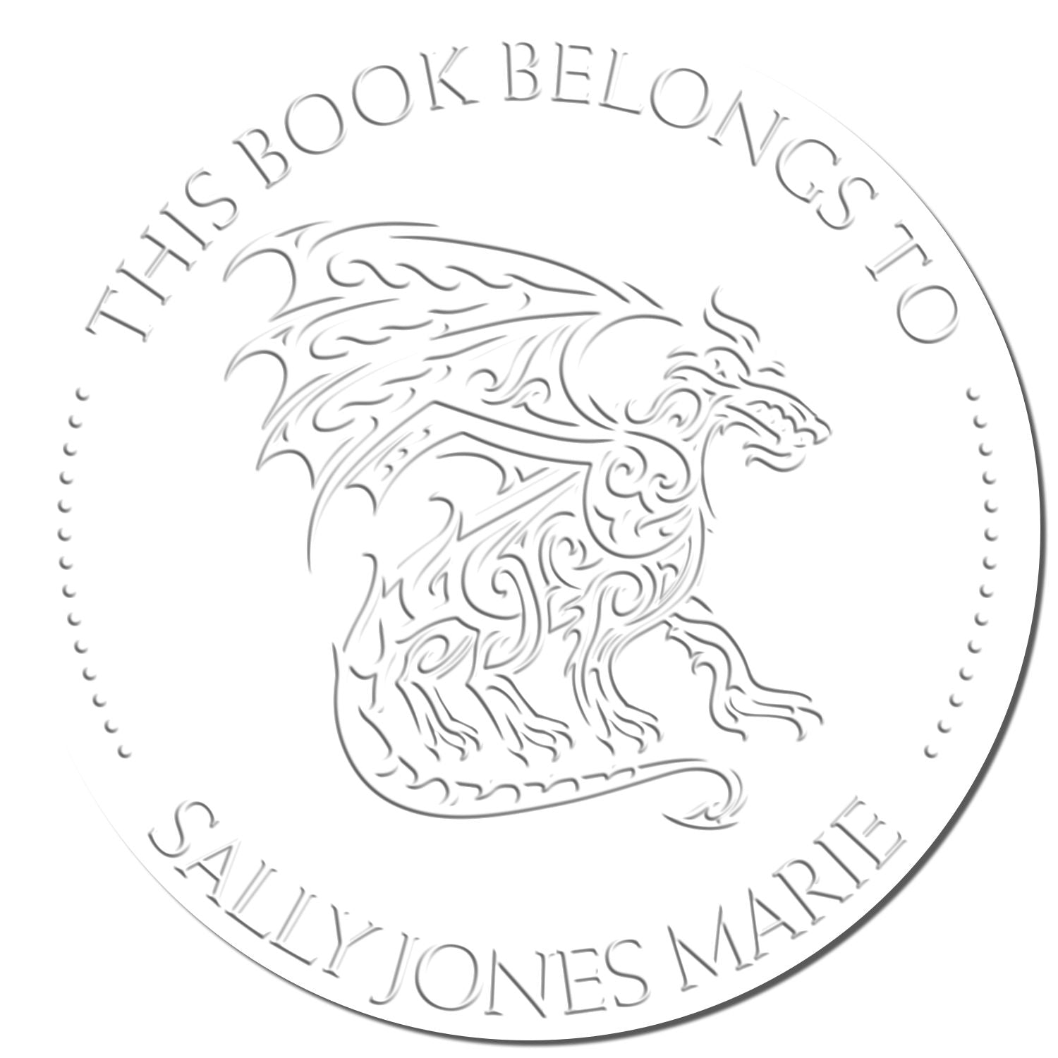 Hybrid Legendary Dragon Personalized Book Ownership Label Embossed Stamp - Engineer Seal Stamps