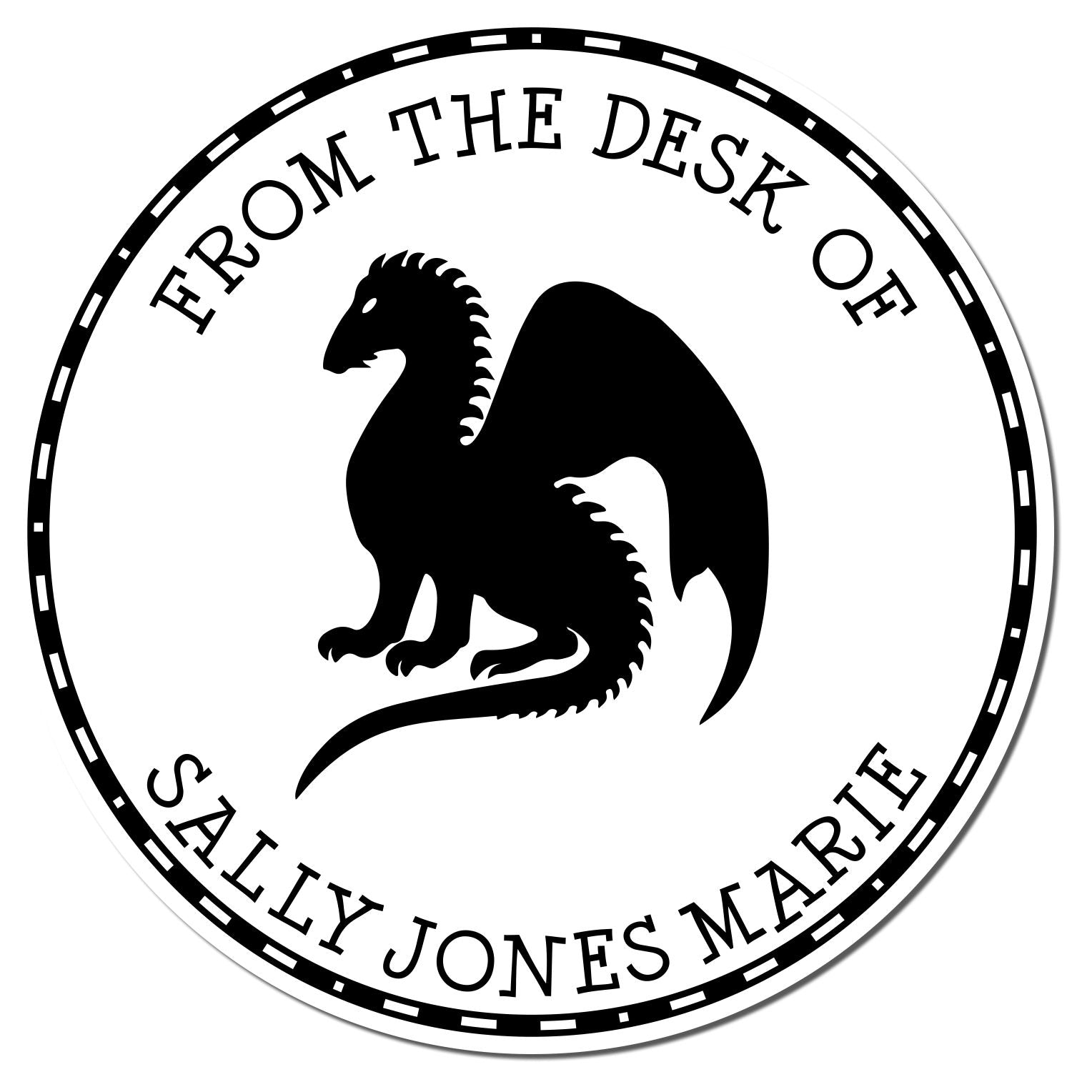 Pre-Inked Ferocious Dragon Personalized Library Stamp - Engineer Seal Stamps