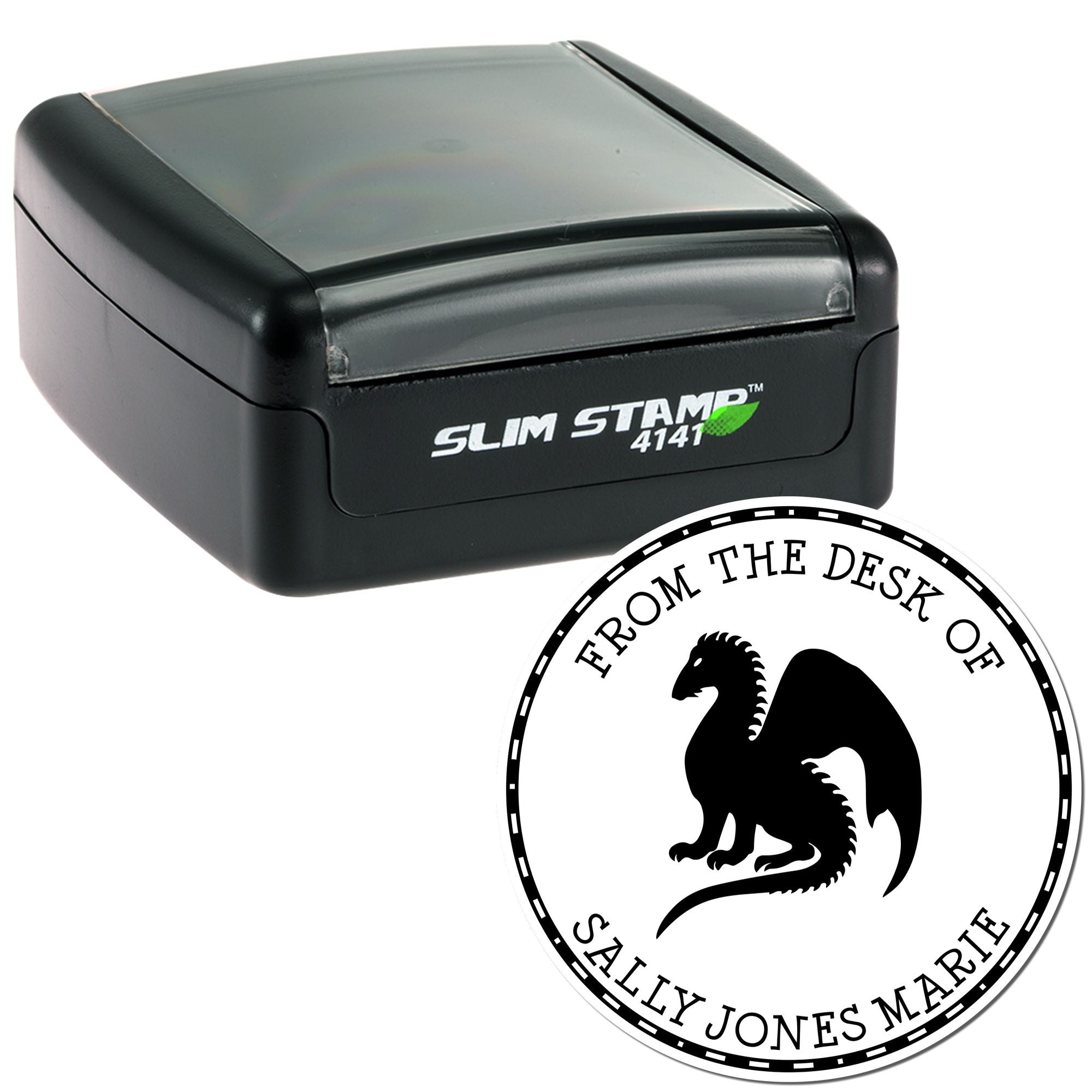 Pre-Inked Ferocious Dragon Personalized Library Stamp - Engineer Seal Stamps