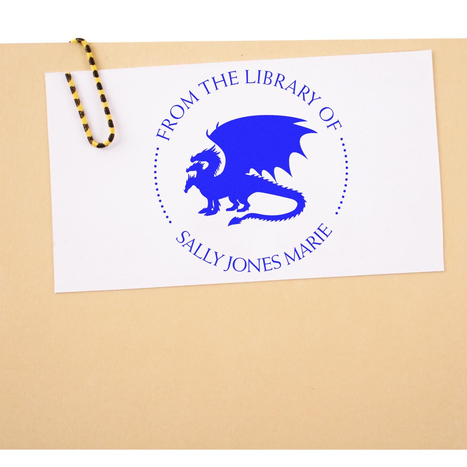 Pre-Inked Mythical Dragon Personalized Library Stamper - Engineer Seal Stamps