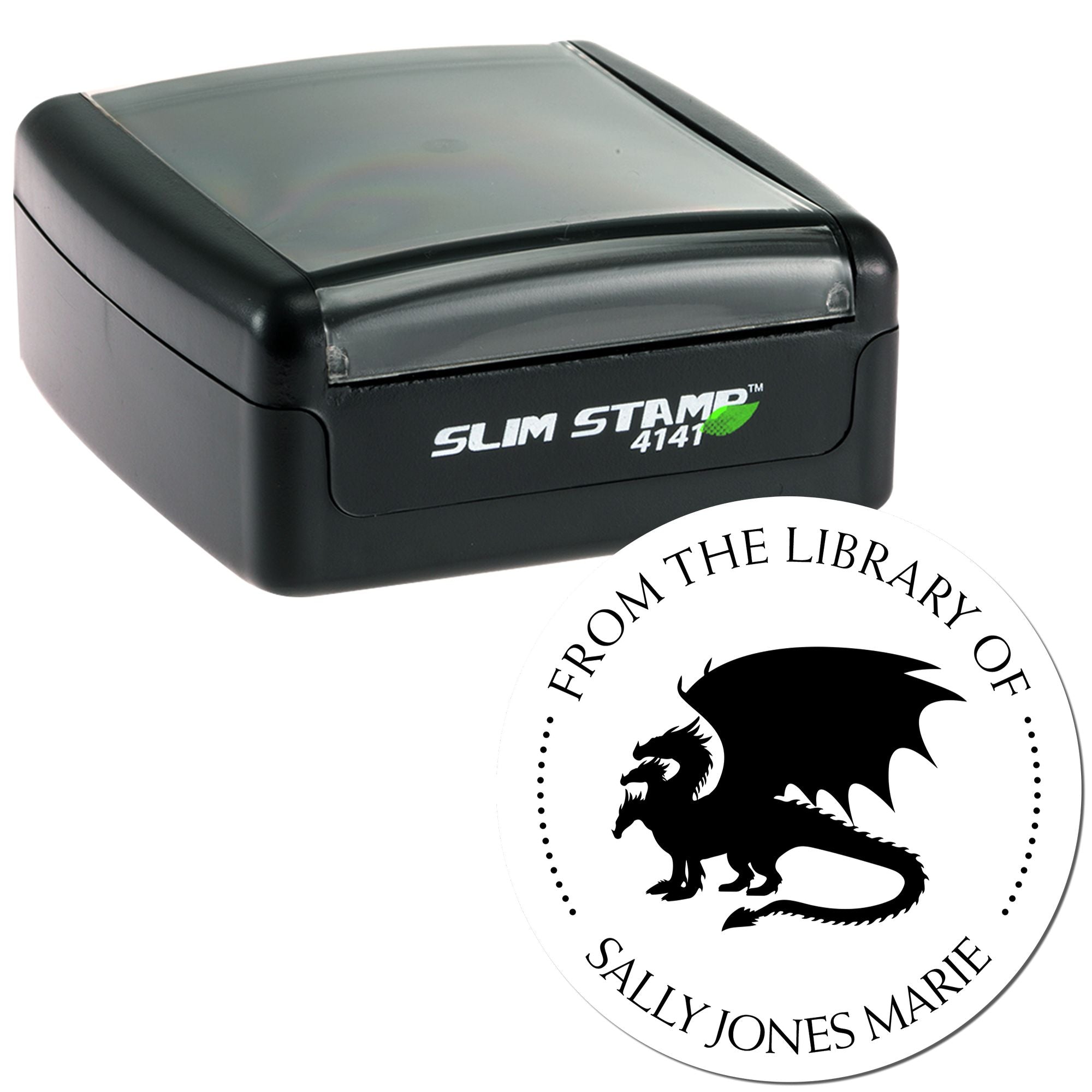Pre-Inked Mythical Dragon Personalized Library Stamper - Engineer Seal Stamps