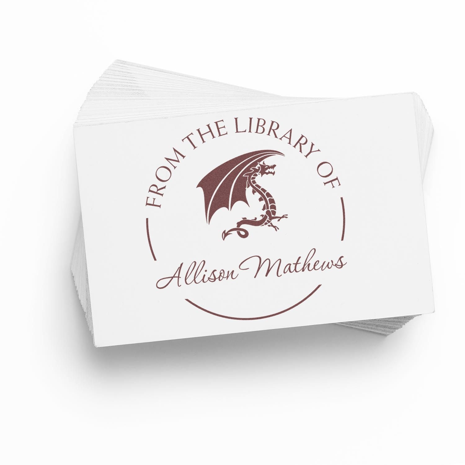 Pre-Inked Enchanting Dragon Personalized Library Collection Stamp - Engineer Seal Stamps