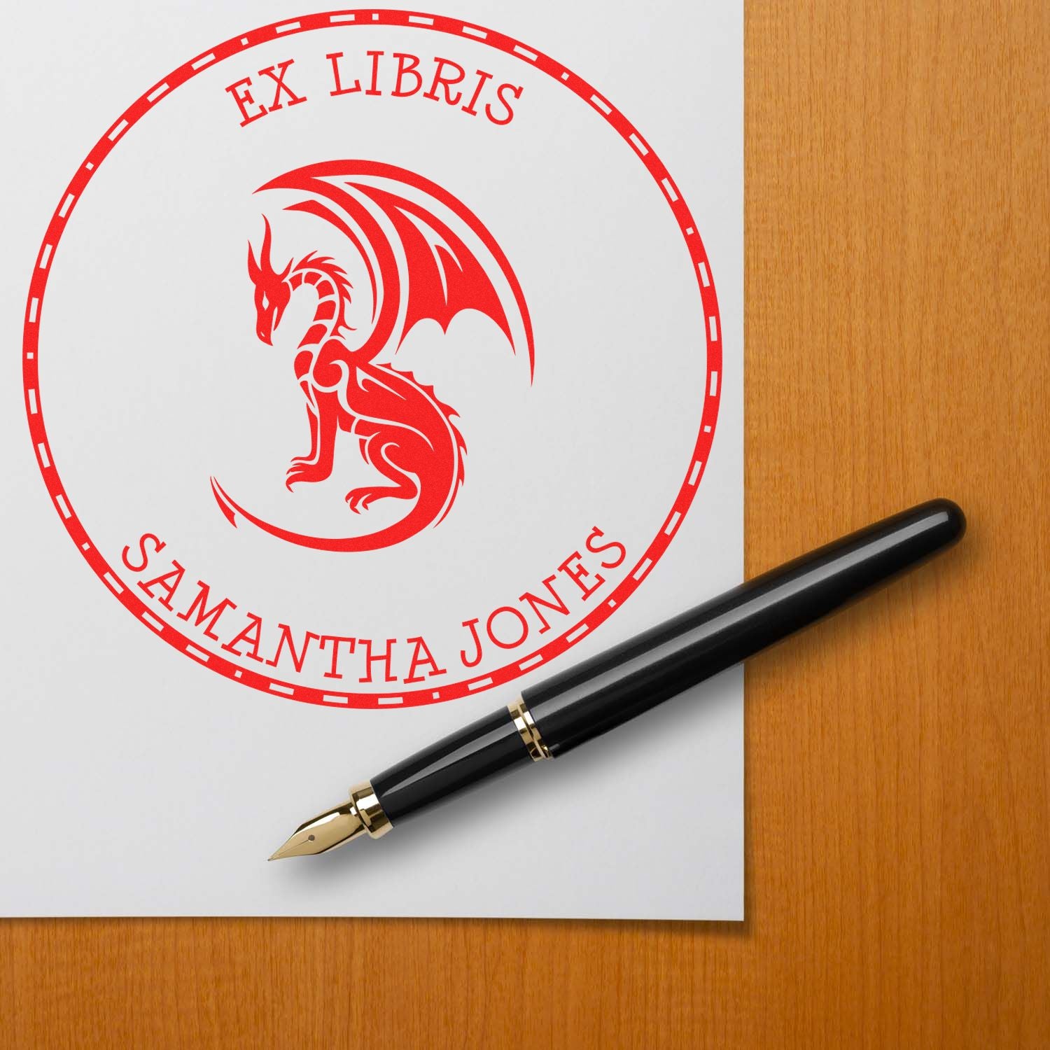 Pre-Inked Powerful Dragon Personalized Library Collection Stamper - Engineer Seal Stamps