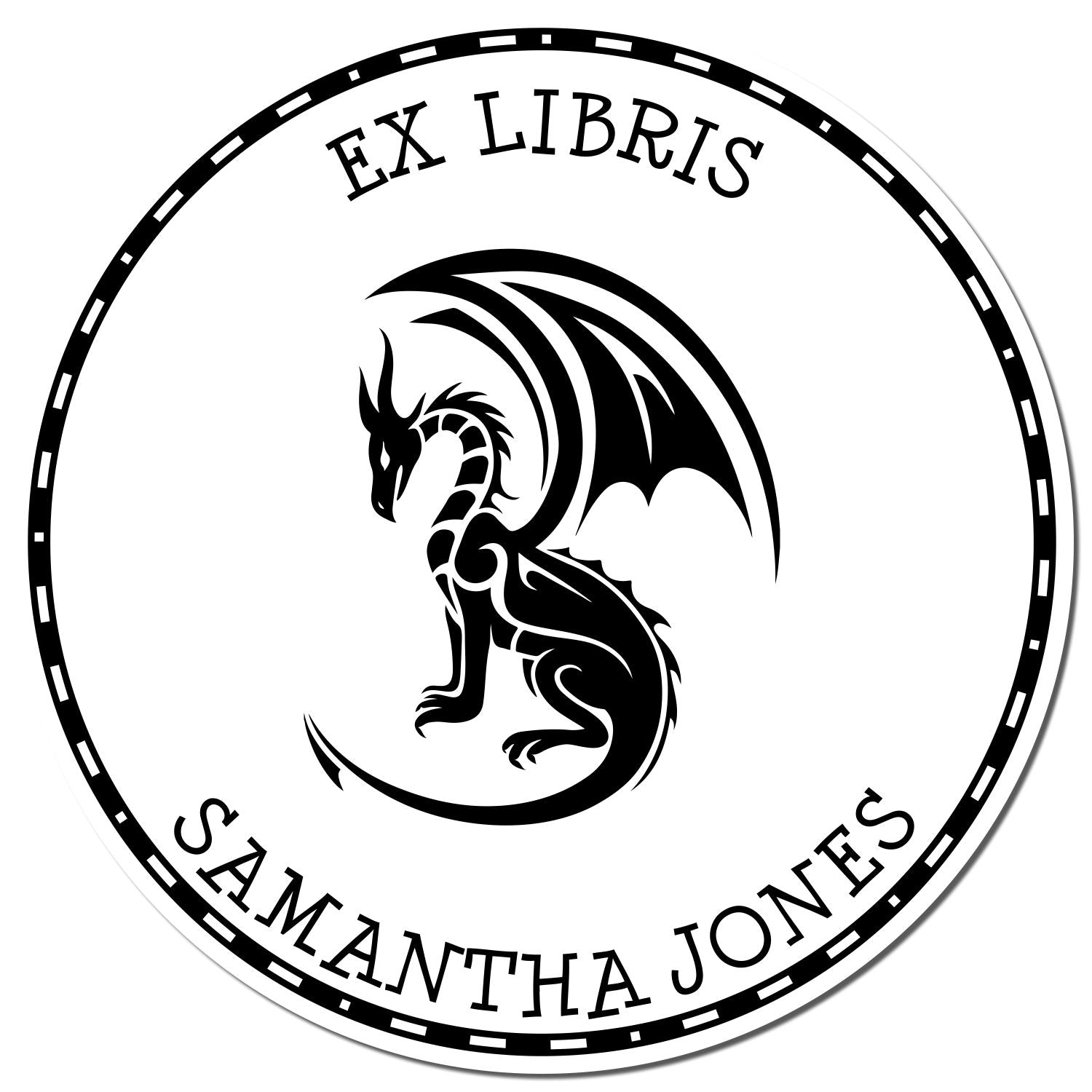 Pre-Inked Powerful Dragon Personalized Library Collection Stamper - Engineer Seal Stamps