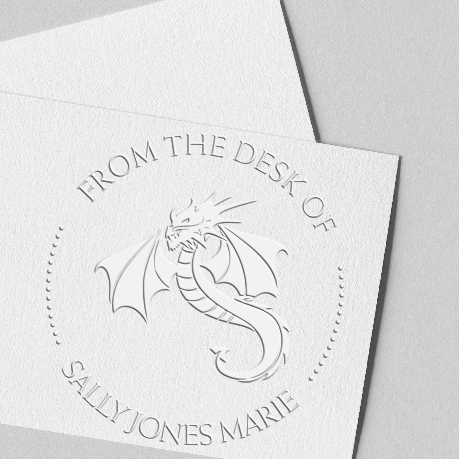 Soft Serpentine Dragon Personalized Bibliophile Embossing Seal