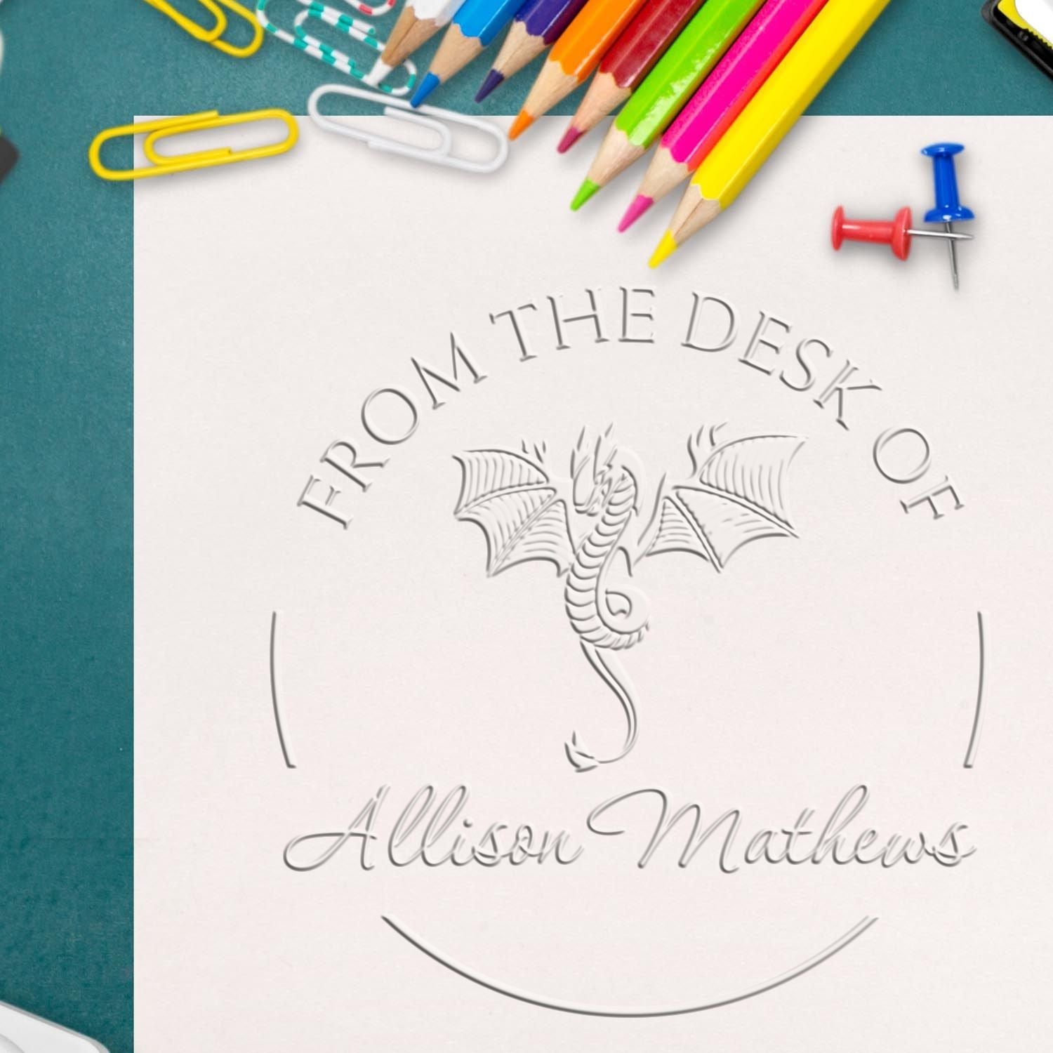 Desk Scaled Dragon Personalized Love It Embossed Stamp - Engineer Seal Stamps