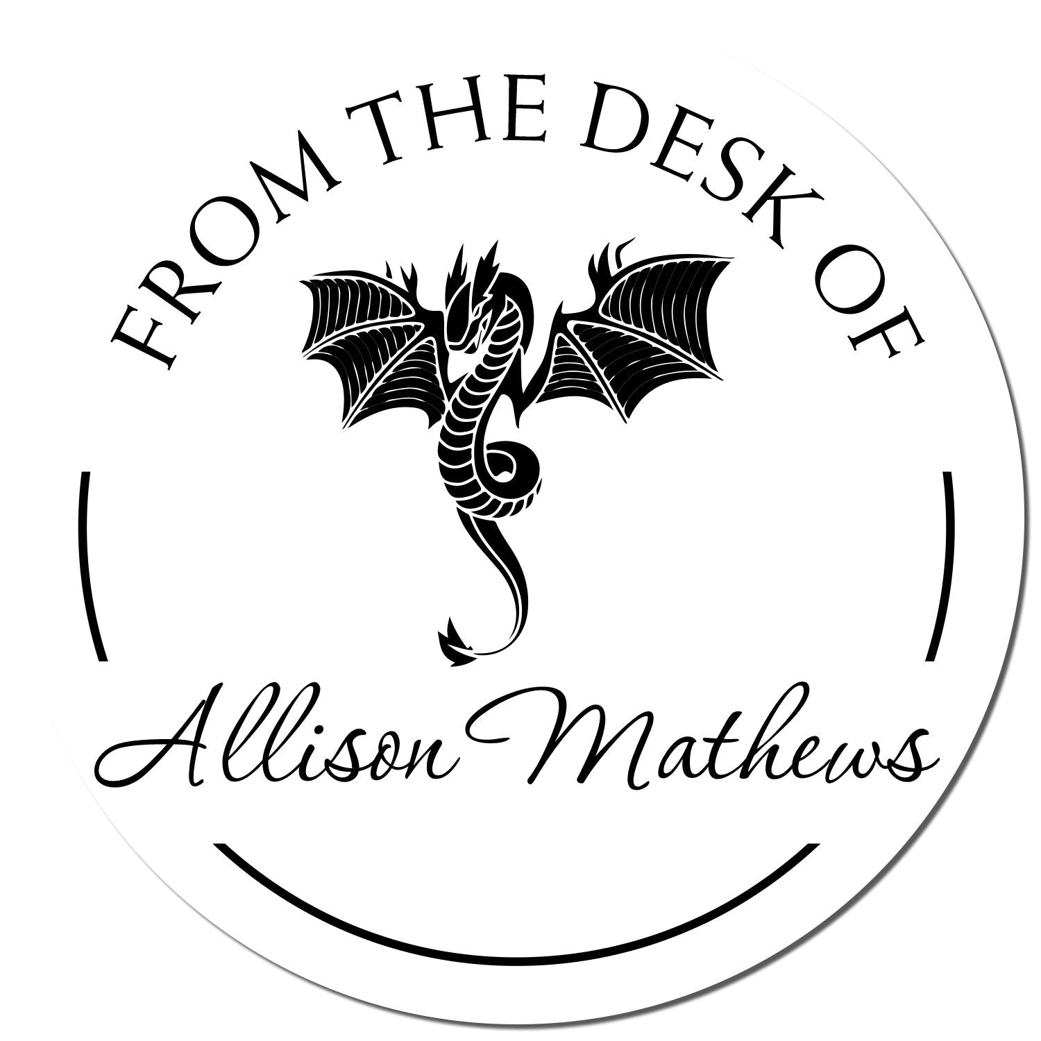 PSI Pre-Inked Scaled Dragon Custom Made Personal Library Stamp - Engineer Seal Stamps