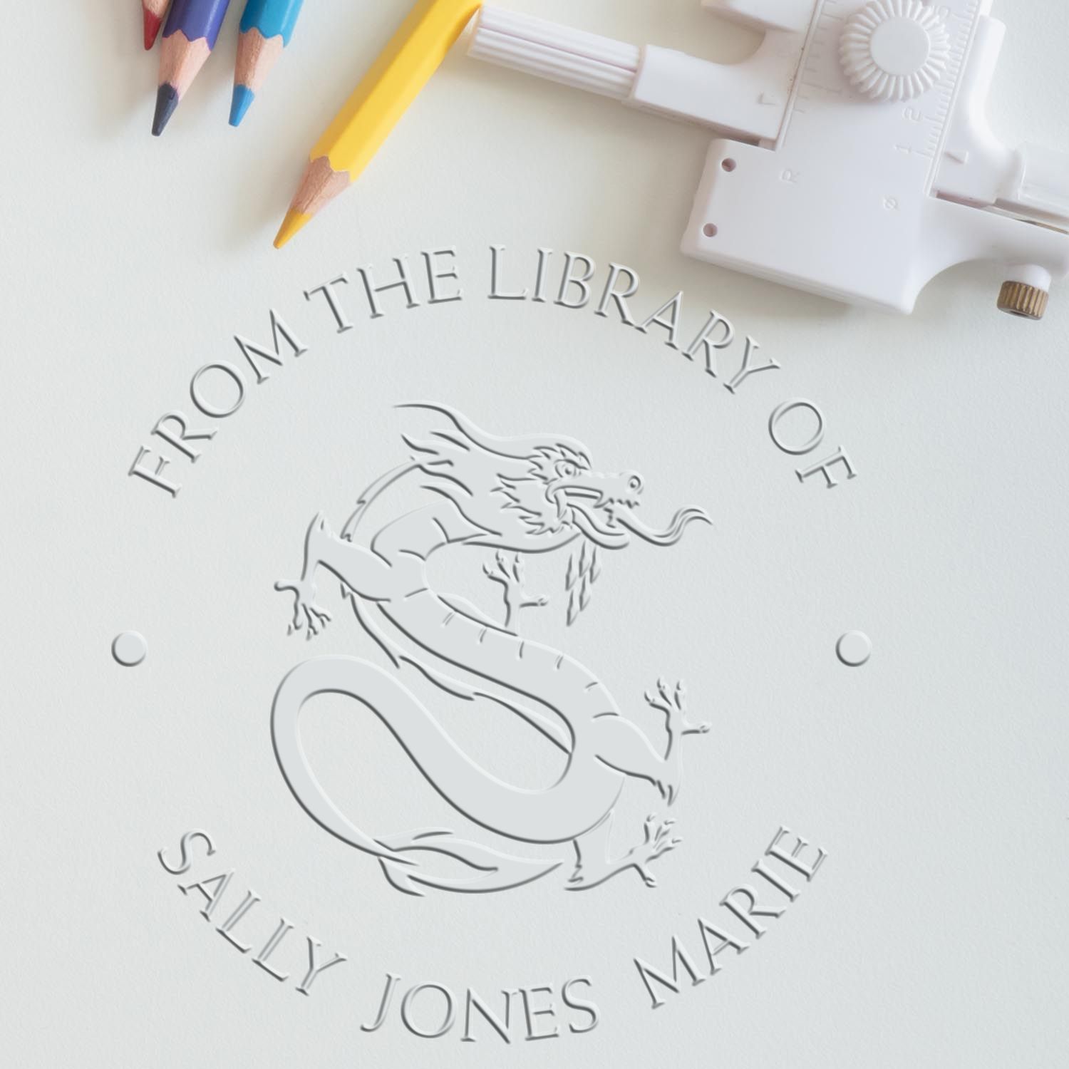 Soft Formidable Dragon Personalized Bibliophile Seal Press - Engineer Seal Stamps