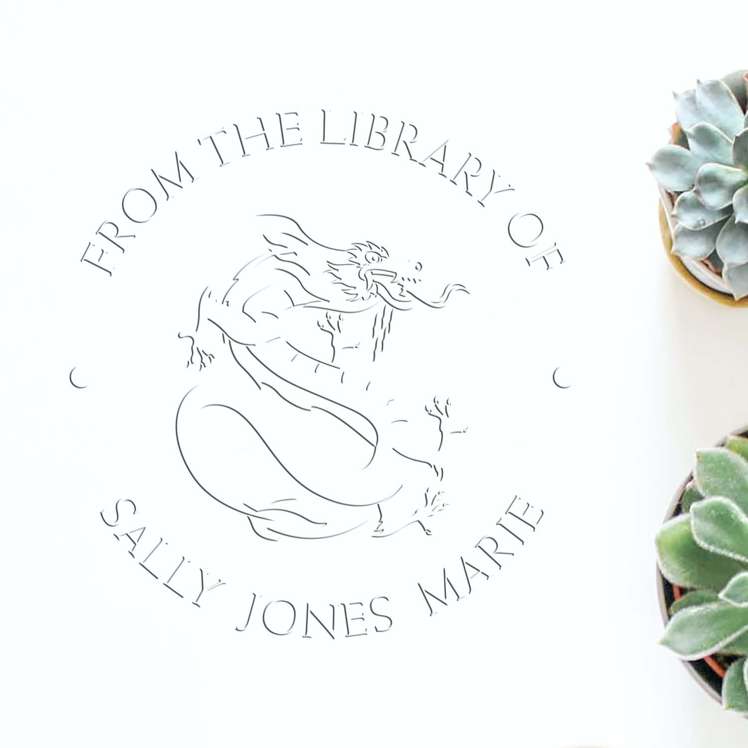 Soft Formidable Dragon Personalized Bibliophile Seal Press - Engineer Seal Stamps