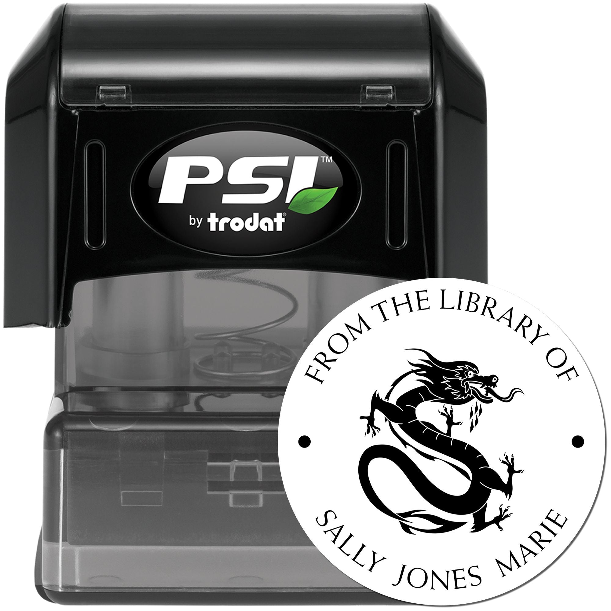 PSI Pre-Inked Formidable Dragon Custom Made Personal Library Stamper - Engineer Seal Stamps