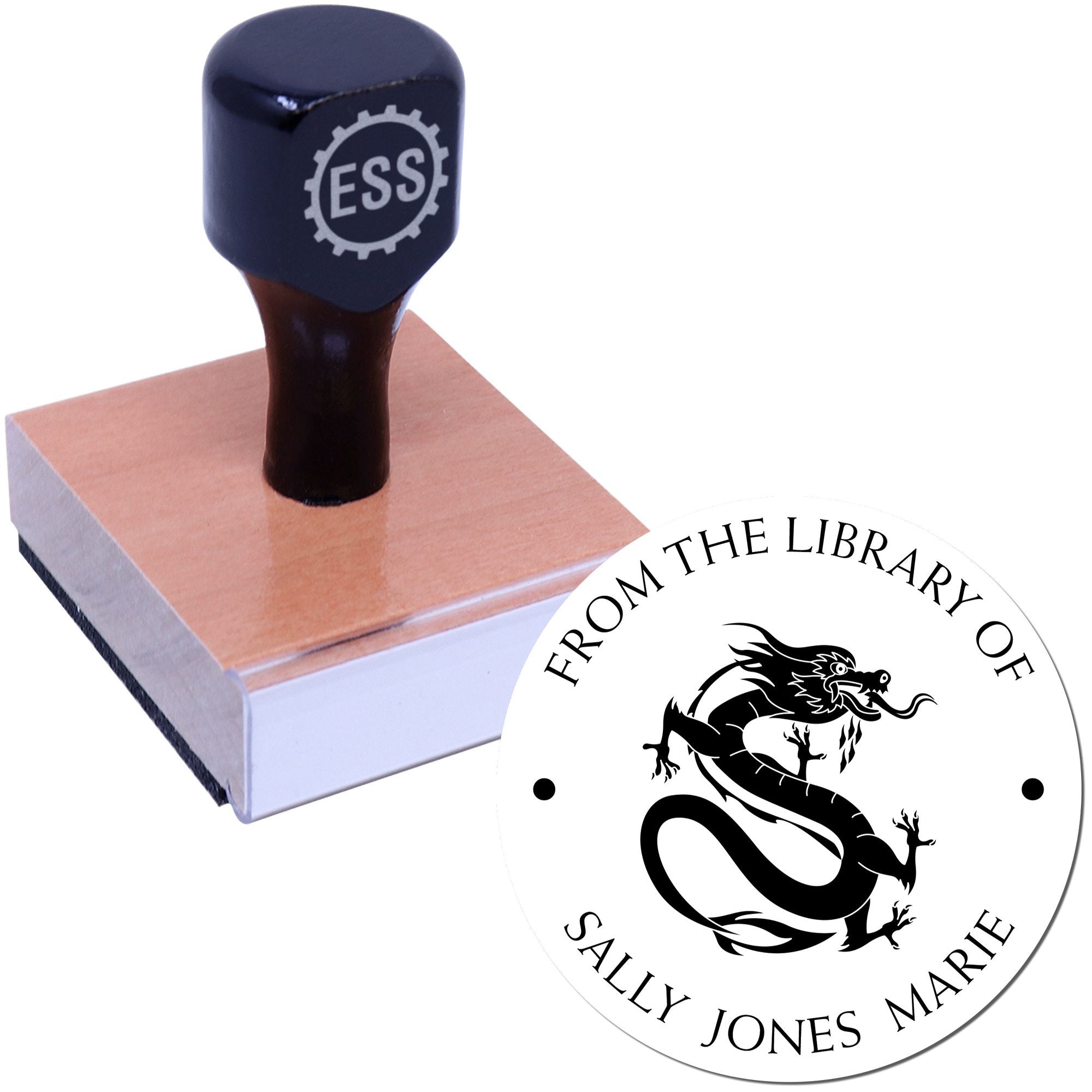 Wood Handle Formidable Dragon Custom Book Lover Stamper - Engineer Seal Stamps