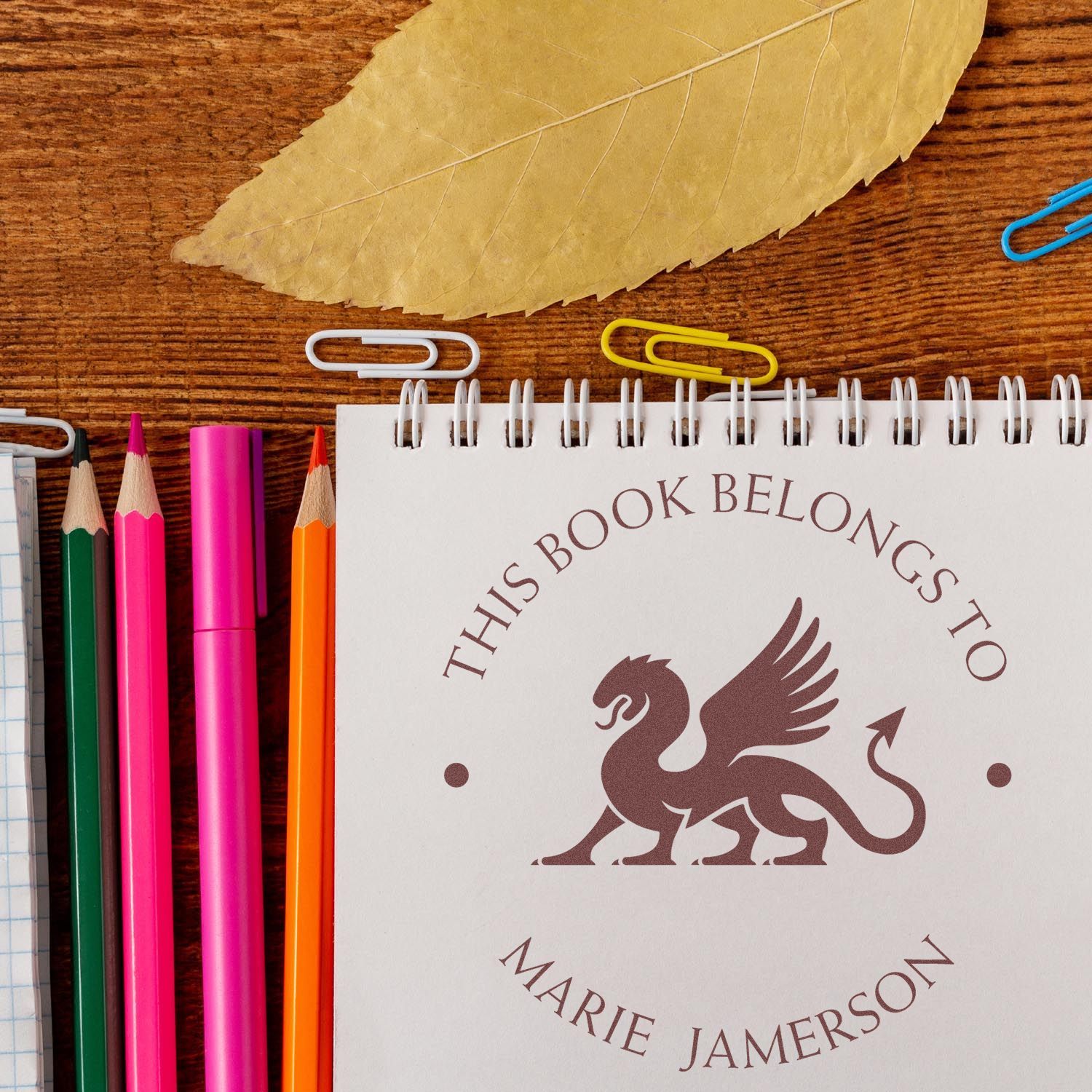 Pre-Inked Monstrous Dragon Personalized Love It Stamp - Engineer Seal Stamps