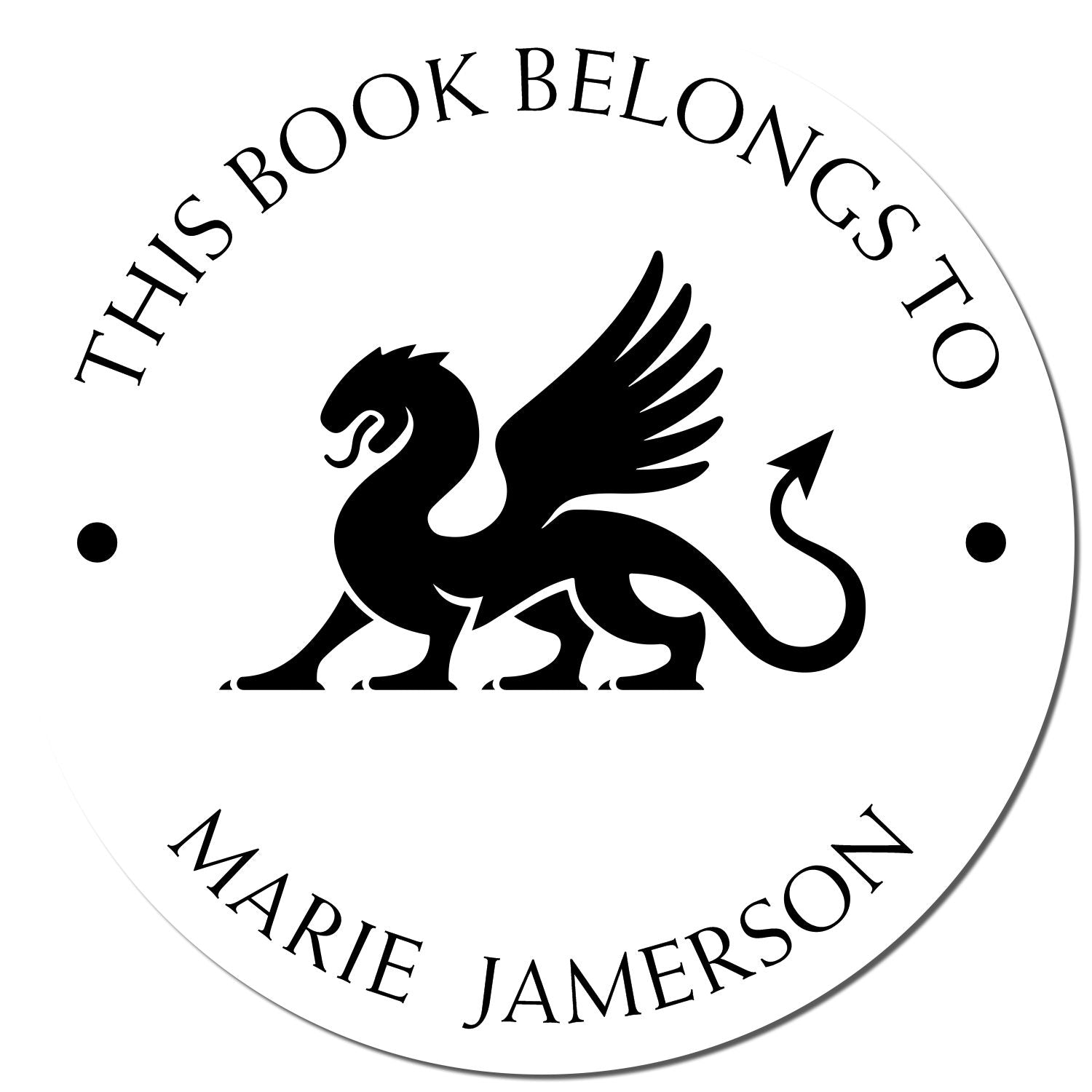 PSI Pre-Inked Monstrous Dragon Custom Made Private Library Stamp - Engineer Seal Stamps