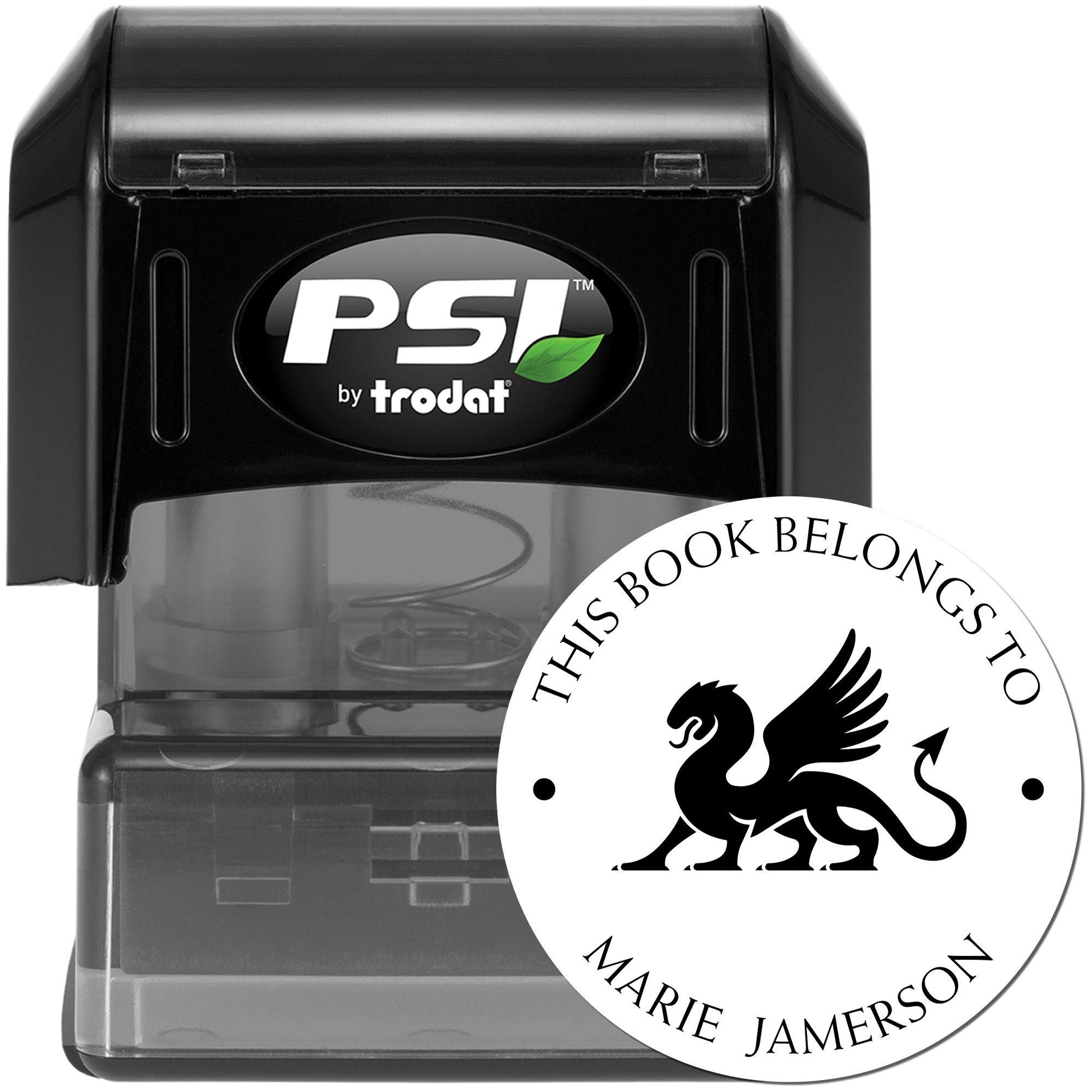 PSI Pre-Inked Monstrous Dragon Custom Made Private Library Stamp - Engineer Seal Stamps